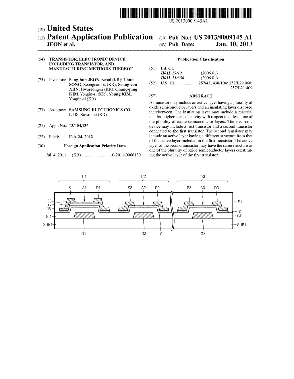 Transistor, Electronic Device Including Transistor, And Manufacturing     Methods Thereof - diagram, schematic, and image 01