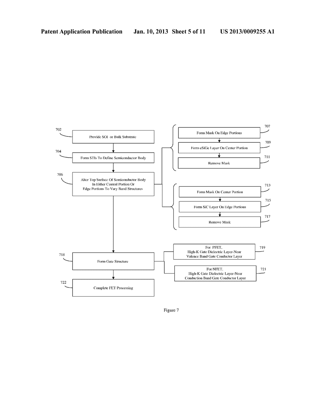 FIELD EFFECT TRANSISTOR WITH SUPPRESSED CORNER LEAKAGE THROUGH CHANNEL     MATERIAL BAND-EDGE MODULATION, DESIGN STRUCTURE AND METHOD - diagram, schematic, and image 06