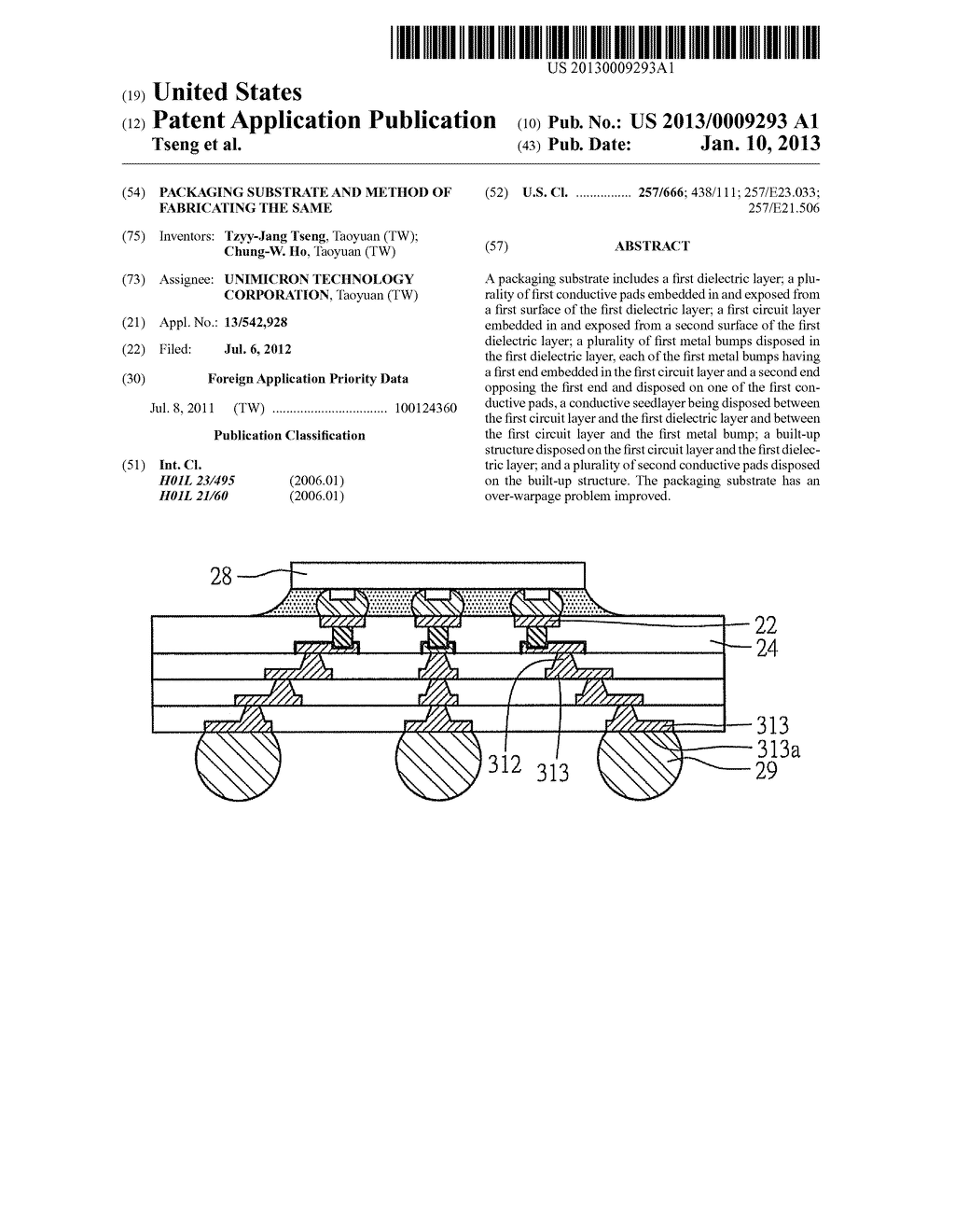 PACKAGING SUBSTRATE AND METHOD OF FABRICATING THE SAME - diagram, schematic, and image 01