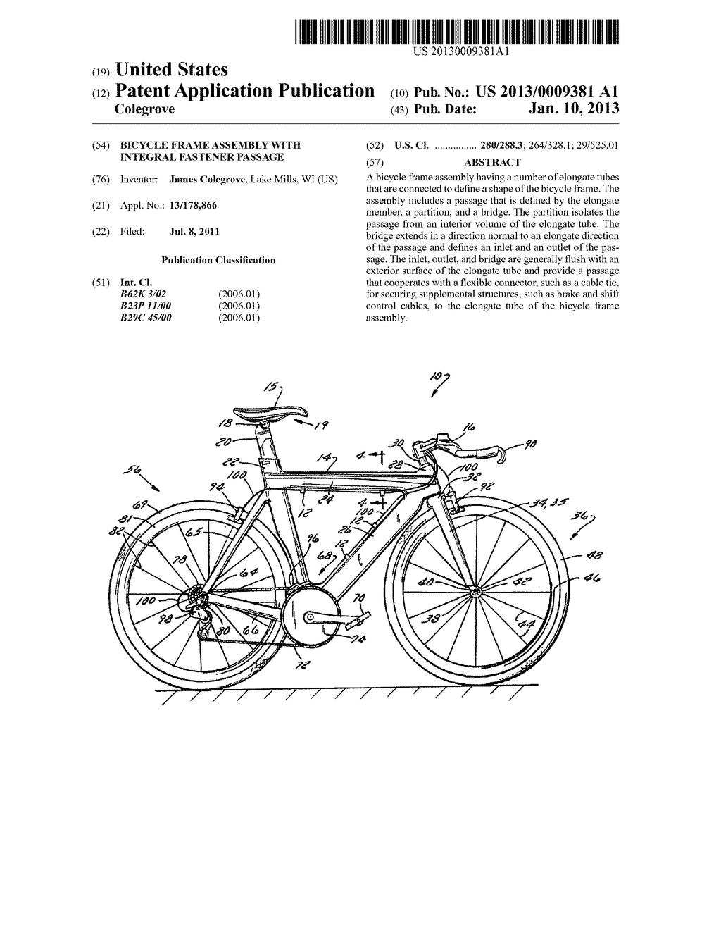 Bicycle Frame Assembly with Integral Fastener Passage - diagram, schematic, and image 01