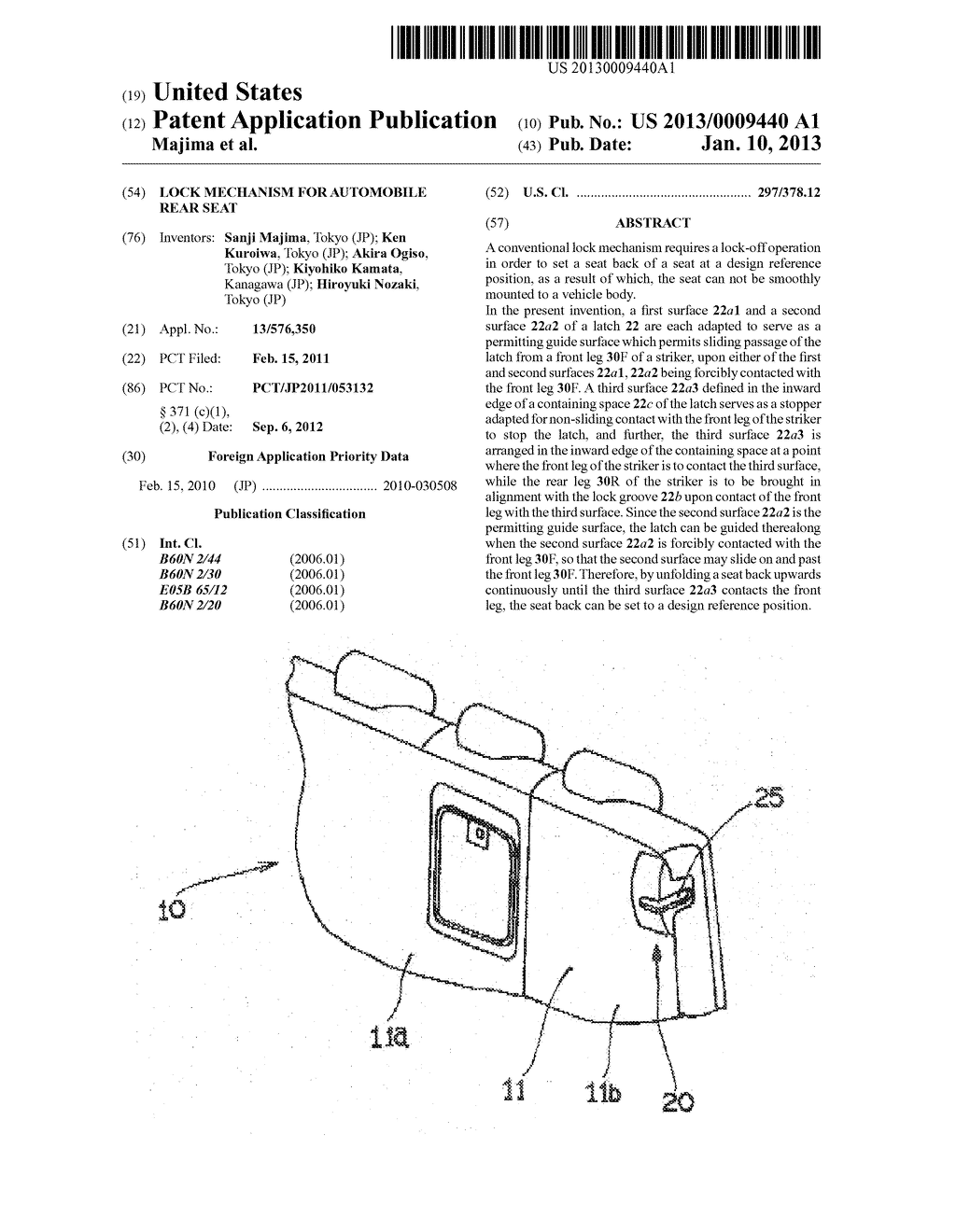 LOCK MECHANISM FOR AUTOMOBILE REAR SEAT - diagram, schematic, and image 01