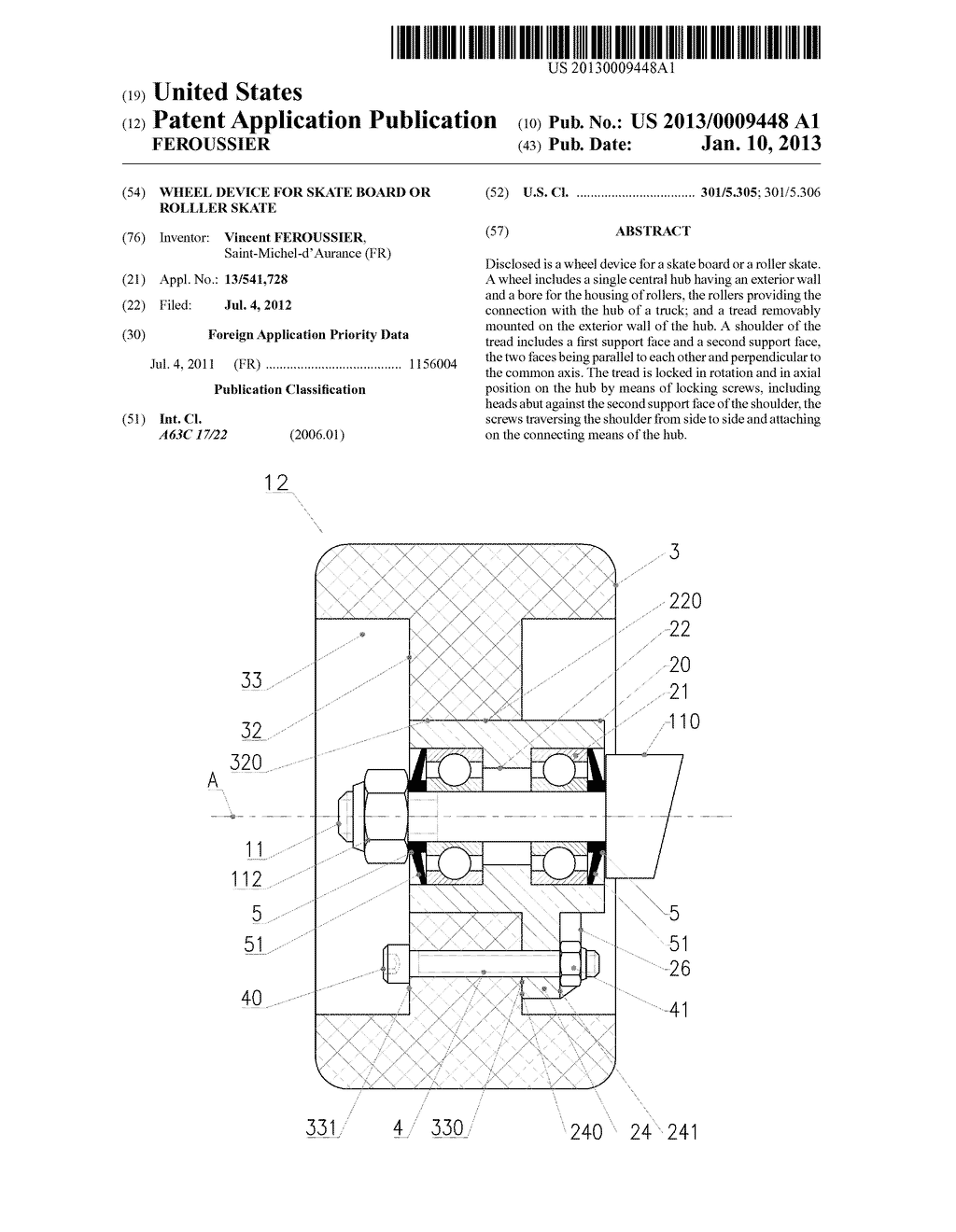 WHEEL DEVICE FOR SKATE BOARD OR ROLLLER SKATE - diagram, schematic, and image 01