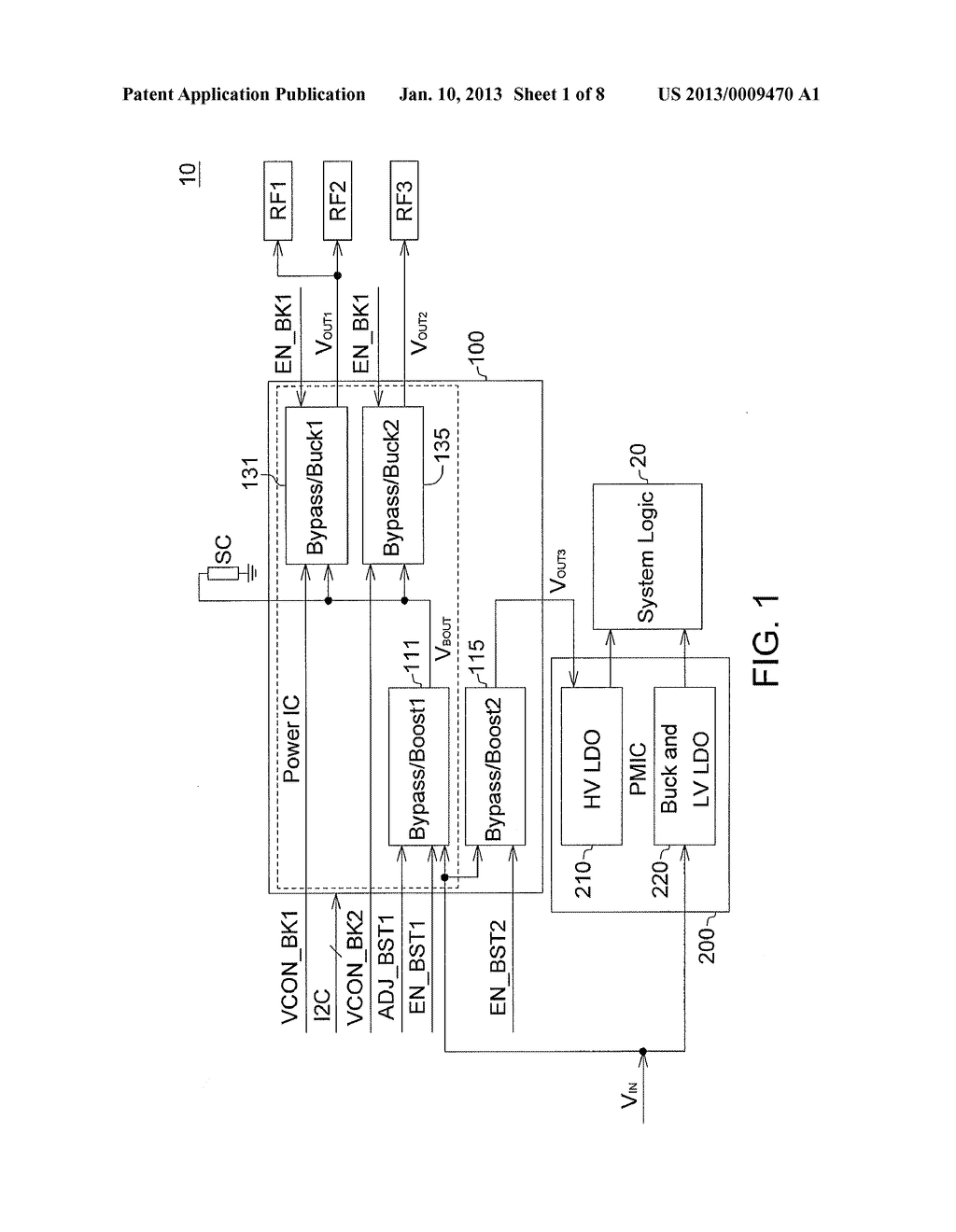 SYSTEM POWER INTEGRATED CIRCUIT AND ARCHITECTURE, MANAGEMENT CIRCUIT,     POWER SUPPLY ARRANGEMENT, AND PORTABLE APPARATUS - diagram, schematic, and image 02