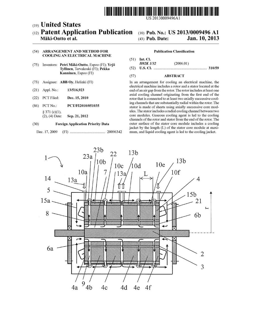 ARRANGEMENT AND METHOD FOR COOLING AN ELECTRICAL MACHINE - diagram, schematic, and image 01