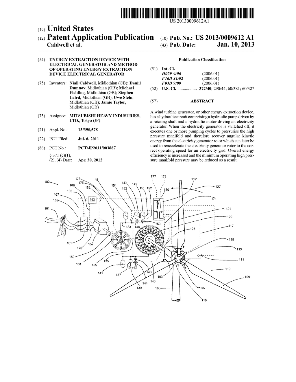 ENERGY EXTRACTION DEVICE WITH ELECTRICAL GENERATOR AND METHOD OF OPERATING     ENERGY EXTRACTION DEVICE ELECTRICAL GENERATOR - diagram, schematic, and image 01