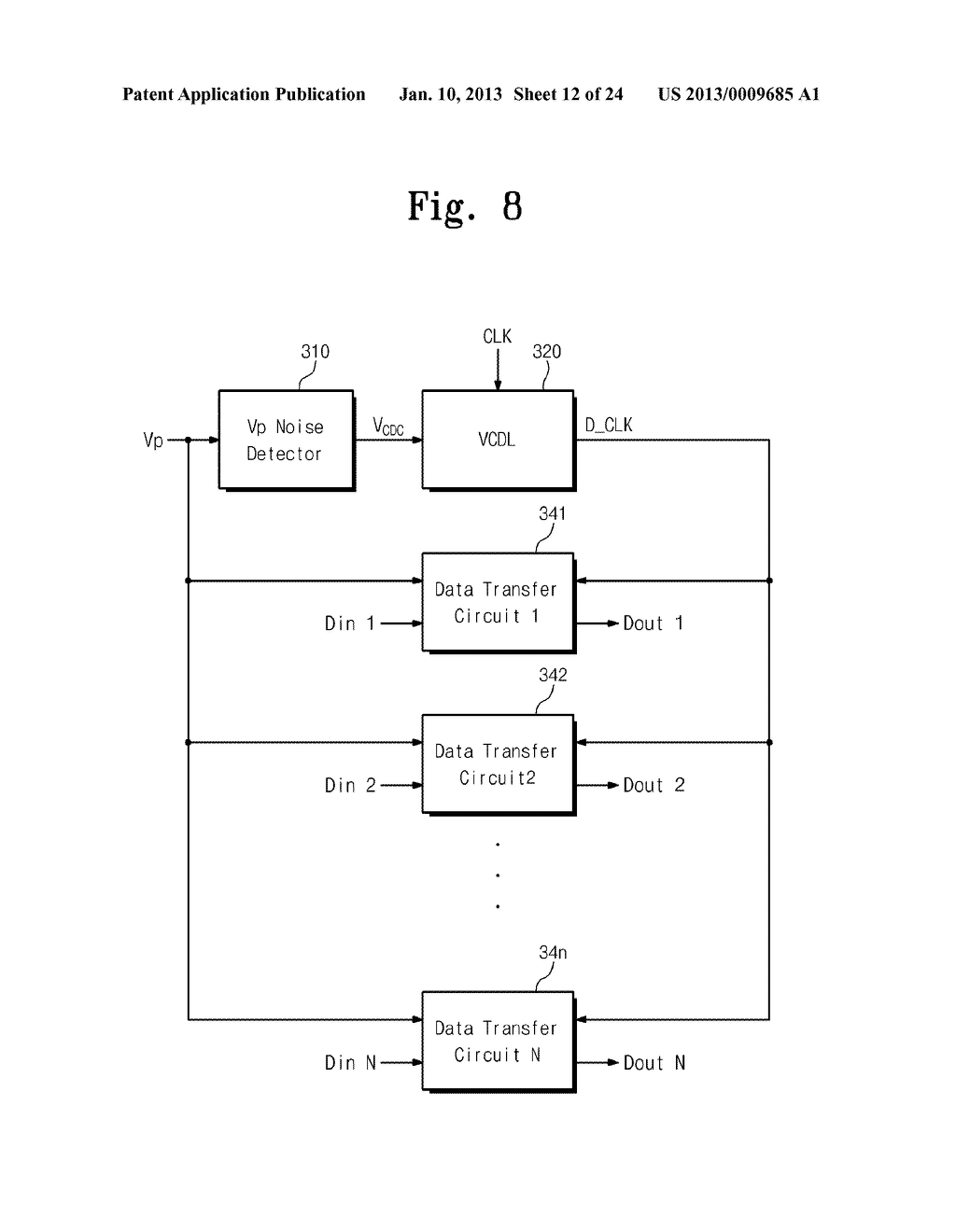 DATA TRANSFER CIRCUIT AND METHOD WITH COMPENSATED CLOCK JITTER - diagram, schematic, and image 13