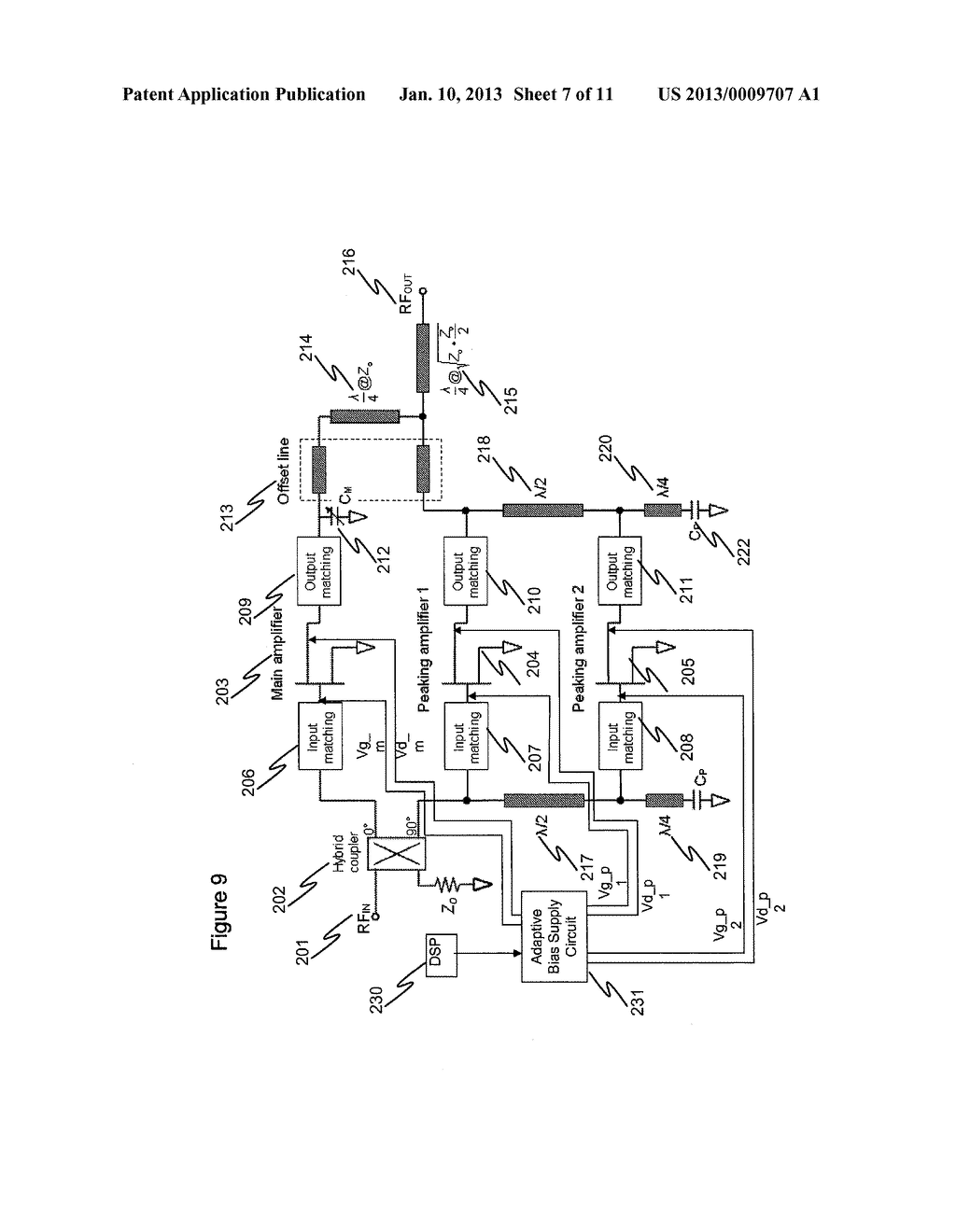 N-WAY DOHERTY DISTRIBUTED POWER AMPLIFIER WITH POWER TRACKING - diagram, schematic, and image 08