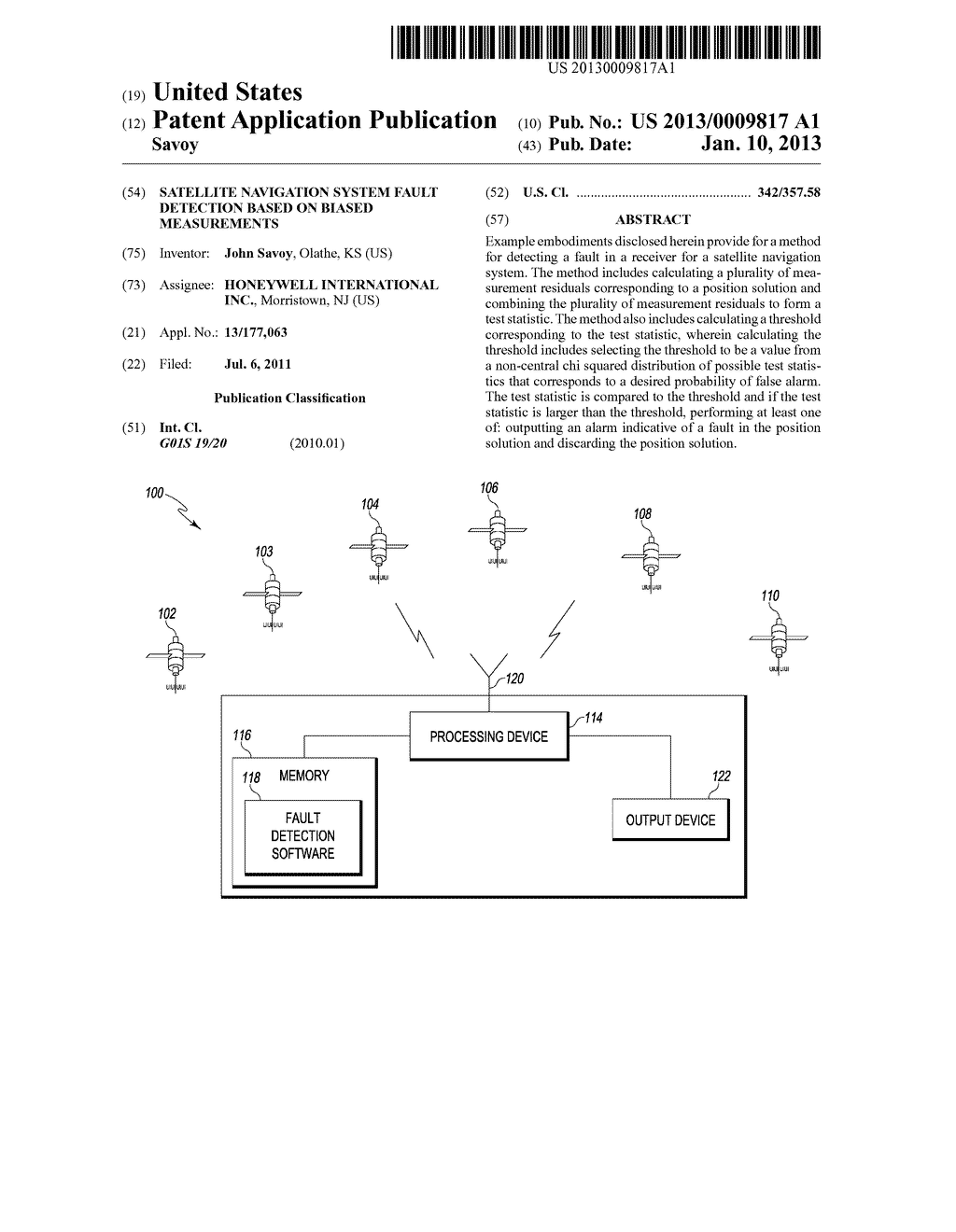 SATELLITE NAVIGATION SYSTEM FAULT DETECTION BASED ON BIASED MEASUREMENTS - diagram, schematic, and image 01