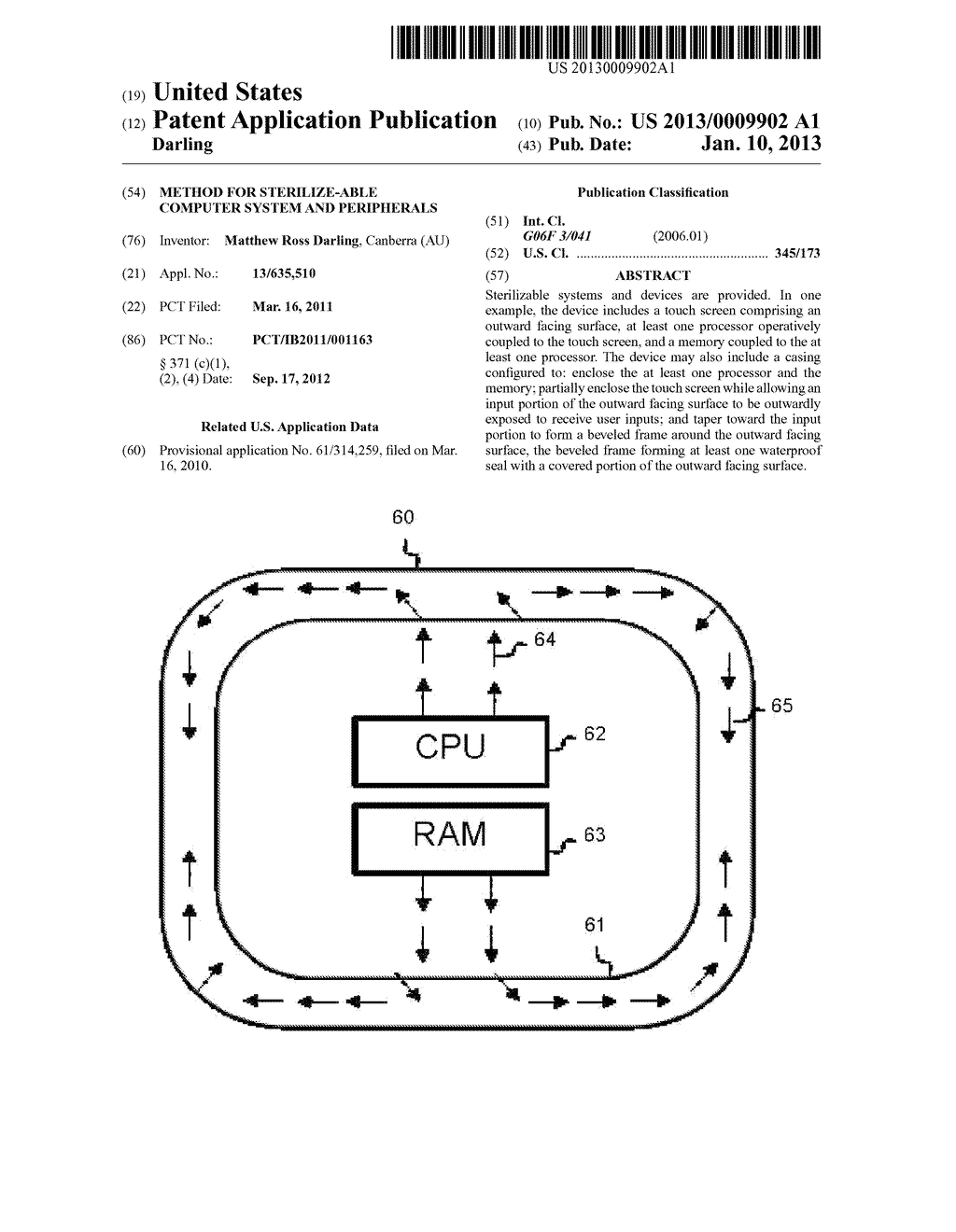 METHOD FOR STERILIZE-ABLE COMPUTER SYSTEM AND PERIPHERALS - diagram, schematic, and image 01