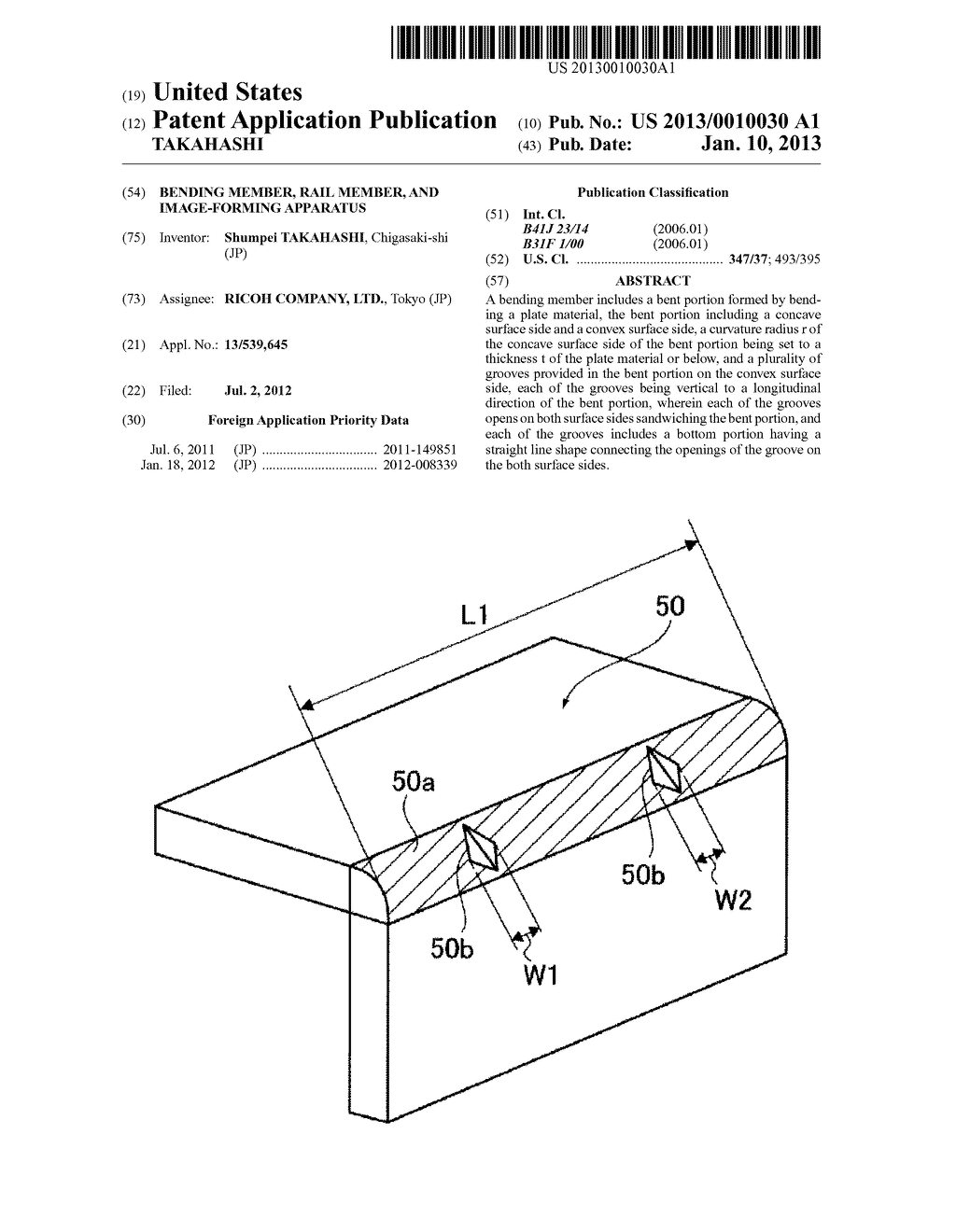 BENDING MEMBER, RAIL MEMBER, AND IMAGE-FORMING APPARATUS - diagram, schematic, and image 01