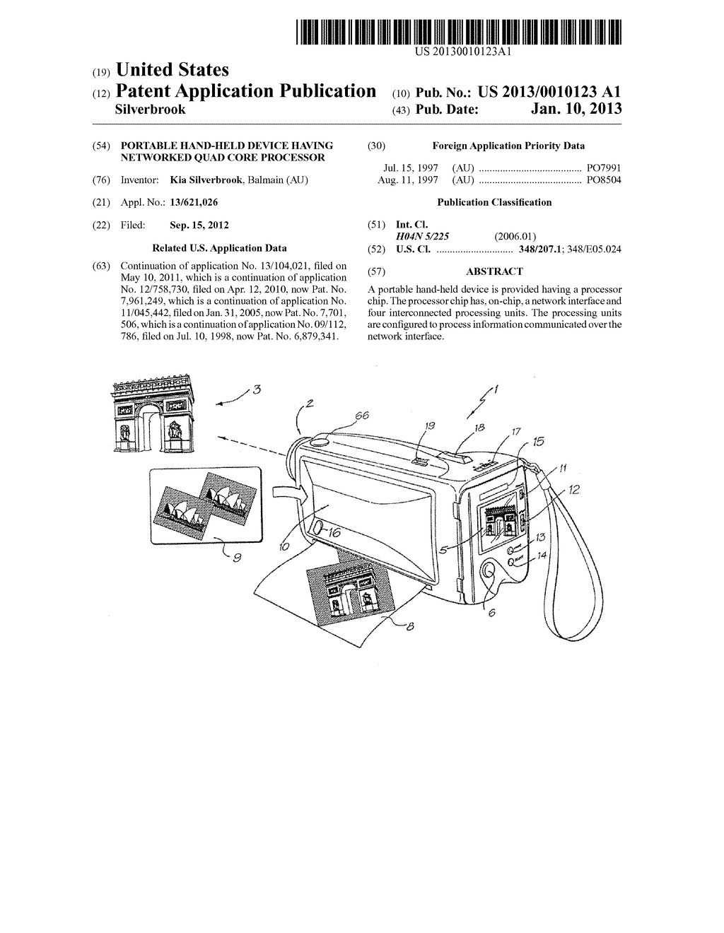 PORTABLE HAND-HELD DEVICE HAVING NETWORKED QUAD CORE PROCESSOR - diagram, schematic, and image 01