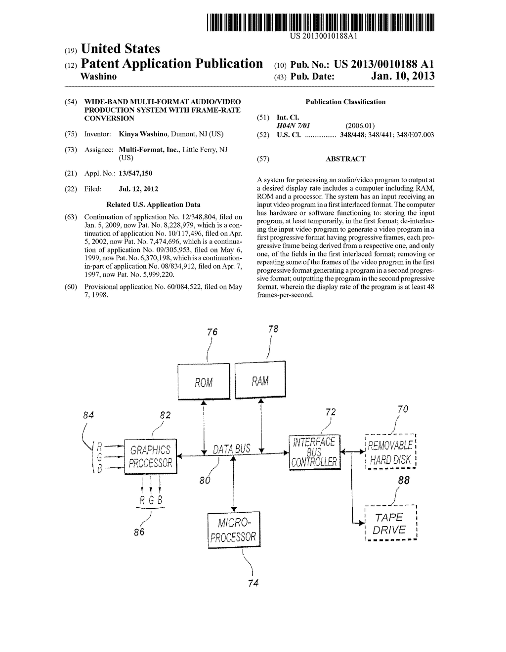 WIDE-BAND MULTI-FORMAT AUDIO/VIDEO PRODUCTION SYSTEM WITH FRAME-RATE     CONVERSION - diagram, schematic, and image 01