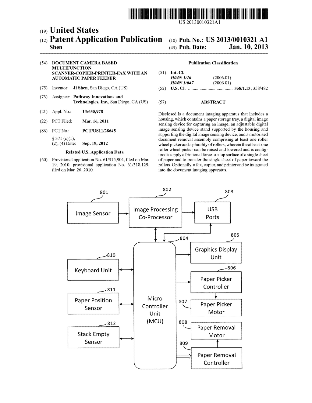 DOCUMENT CAMERA BASED MULTIFUNCTION SCANNER-COPIER-PRINTER-FAX WITH AN     AUTOMATIC PAPER FEEDER - diagram, schematic, and image 01