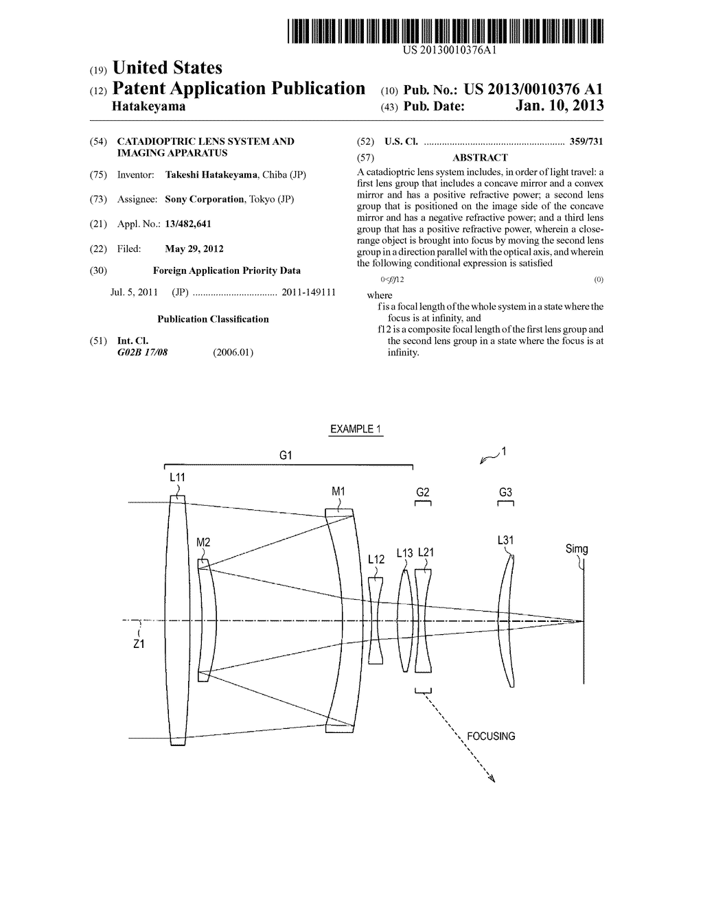 CATADIOPTRIC LENS SYSTEM AND IMAGING APPARATUS - diagram, schematic, and image 01