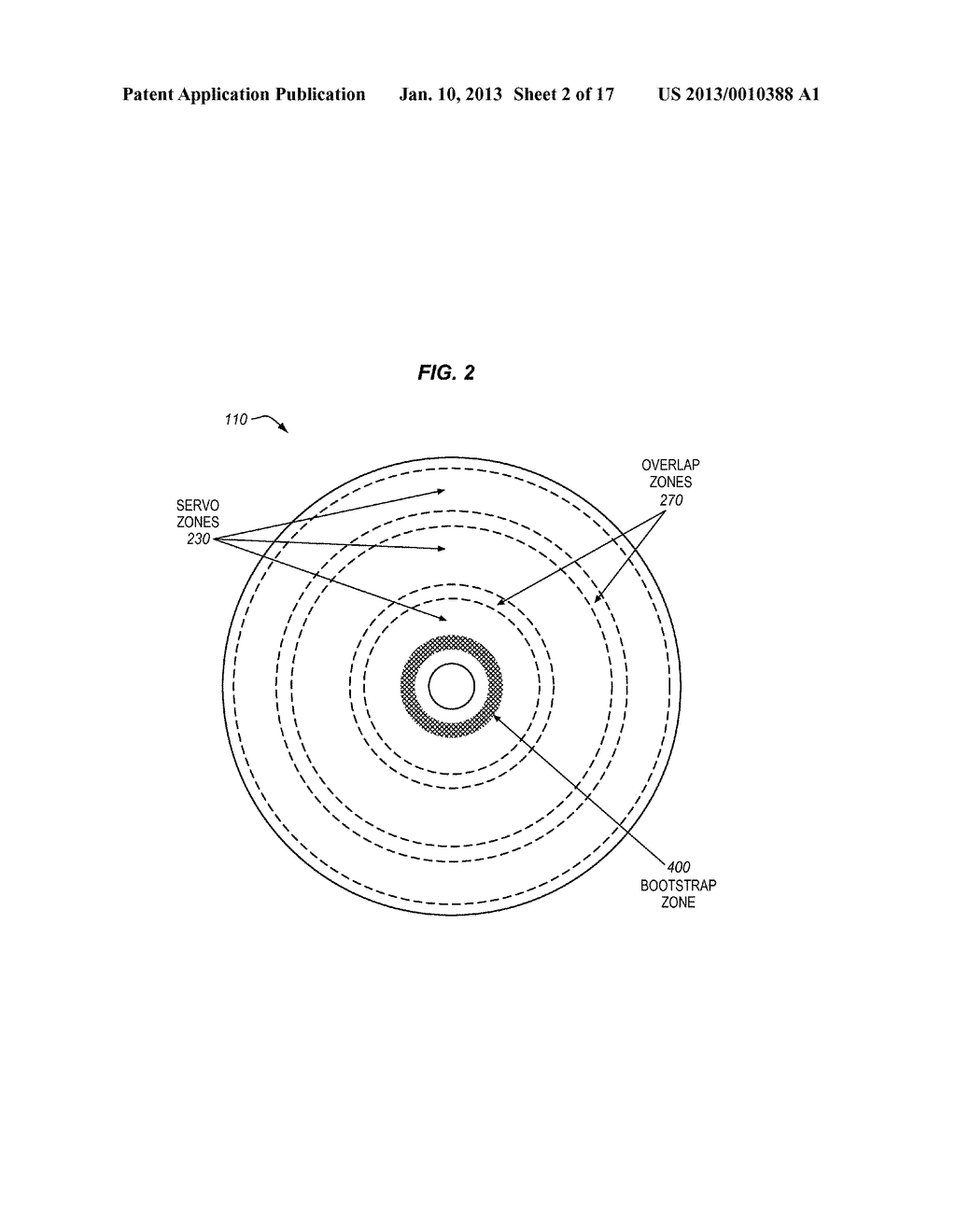 PATTERNED MEDIA WITH AN ALTERNATING SERIES OF CONCENTRIC SERVO ZONES AND     OVERLAP ZONES - diagram, schematic, and image 03