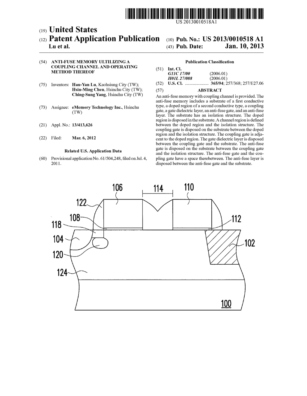 ANTI-FUSE MEMORY ULTILIZING A COUPLING CHANNEL AND OPERATING METHOD     THEREOF - diagram, schematic, and image 01