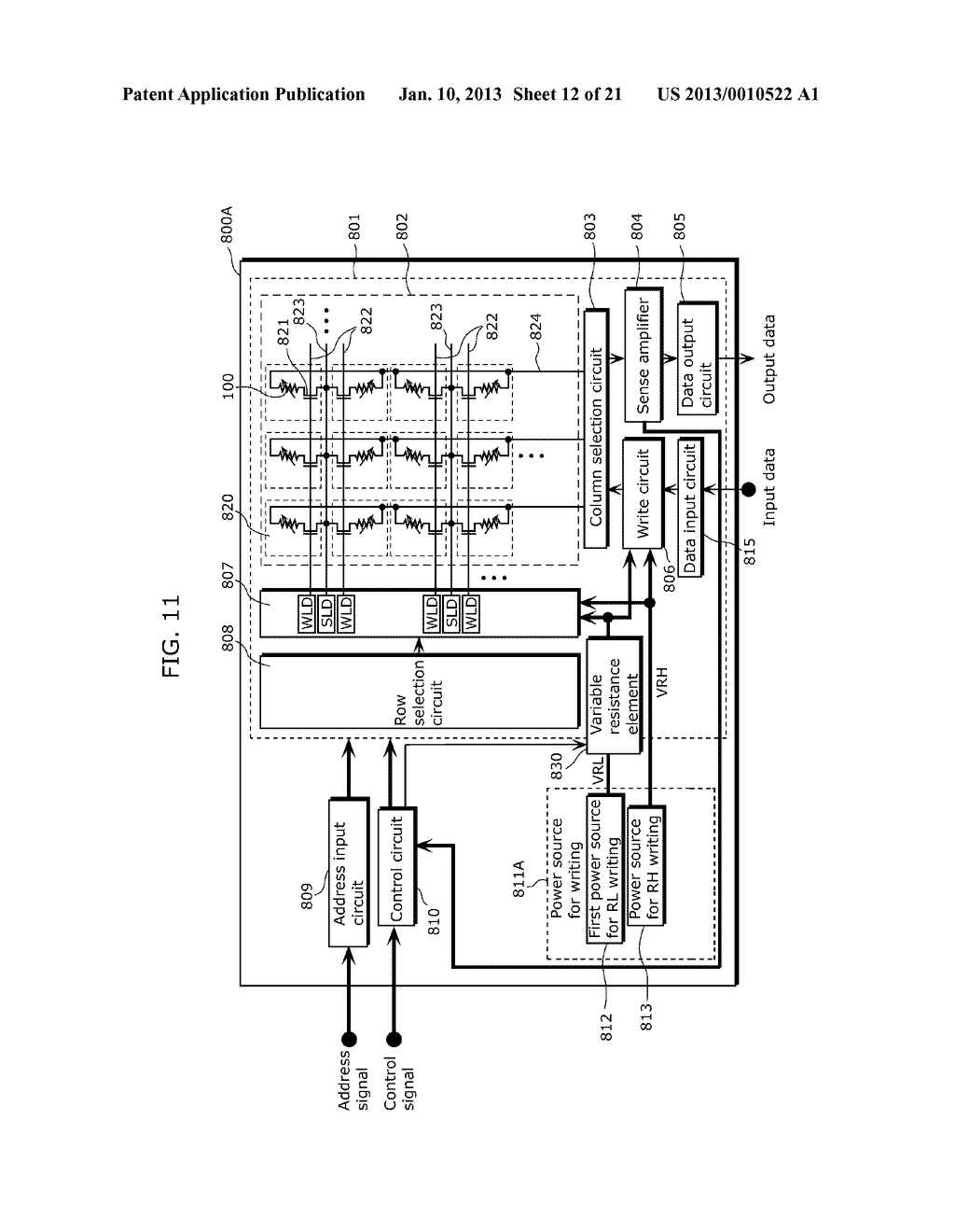 NONVOLATILE MEMORY DEVICE AND METHOD FOR PROGRAMMING NONVOLATILE MEMORY     ELEMENT - diagram, schematic, and image 13