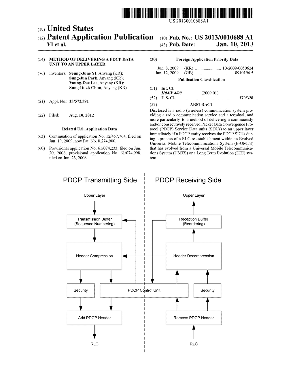 METHOD OF DELIVERING A PDCP DATA UNIT TO AN UPPER LAYER - diagram, schematic, and image 01