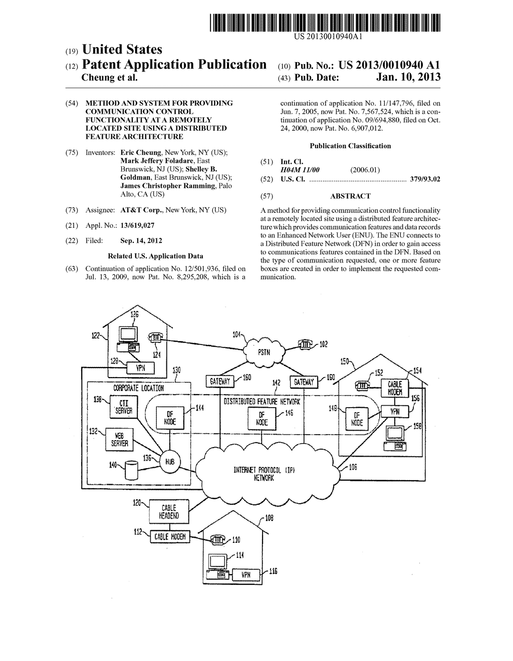 METHOD AND SYSTEM FOR PROVIDING COMMUNICATION CONTROL FUNCTIONALITY AT A     REMOTELY LOCATED SITE USING A DISTRIBUTED FEATURE ARCHITECTURE - diagram, schematic, and image 01