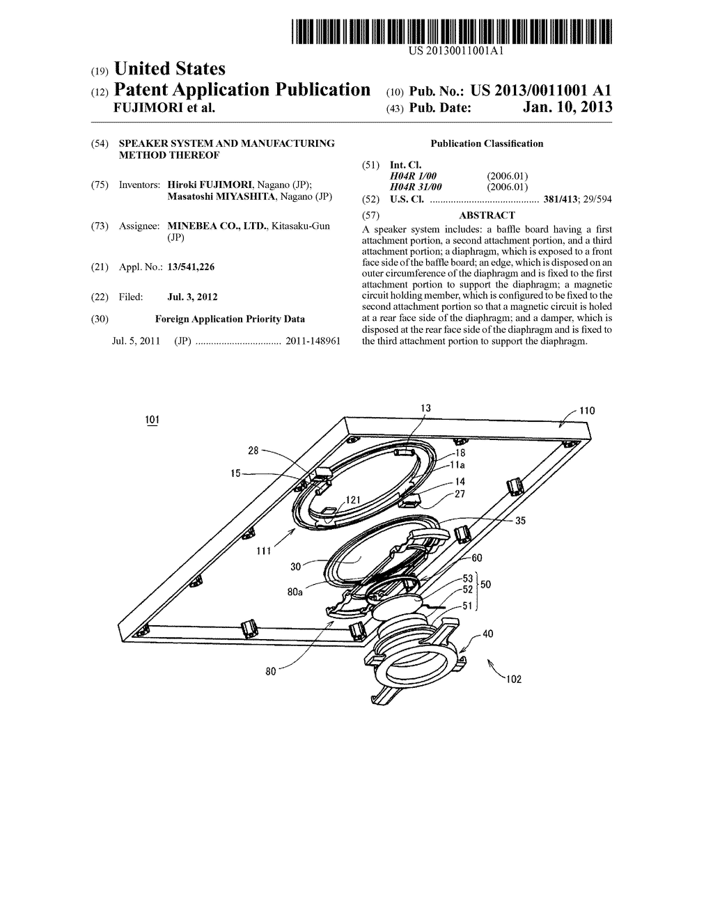 SPEAKER SYSTEM AND MANUFACTURING METHOD THEREOF - diagram, schematic, and image 01