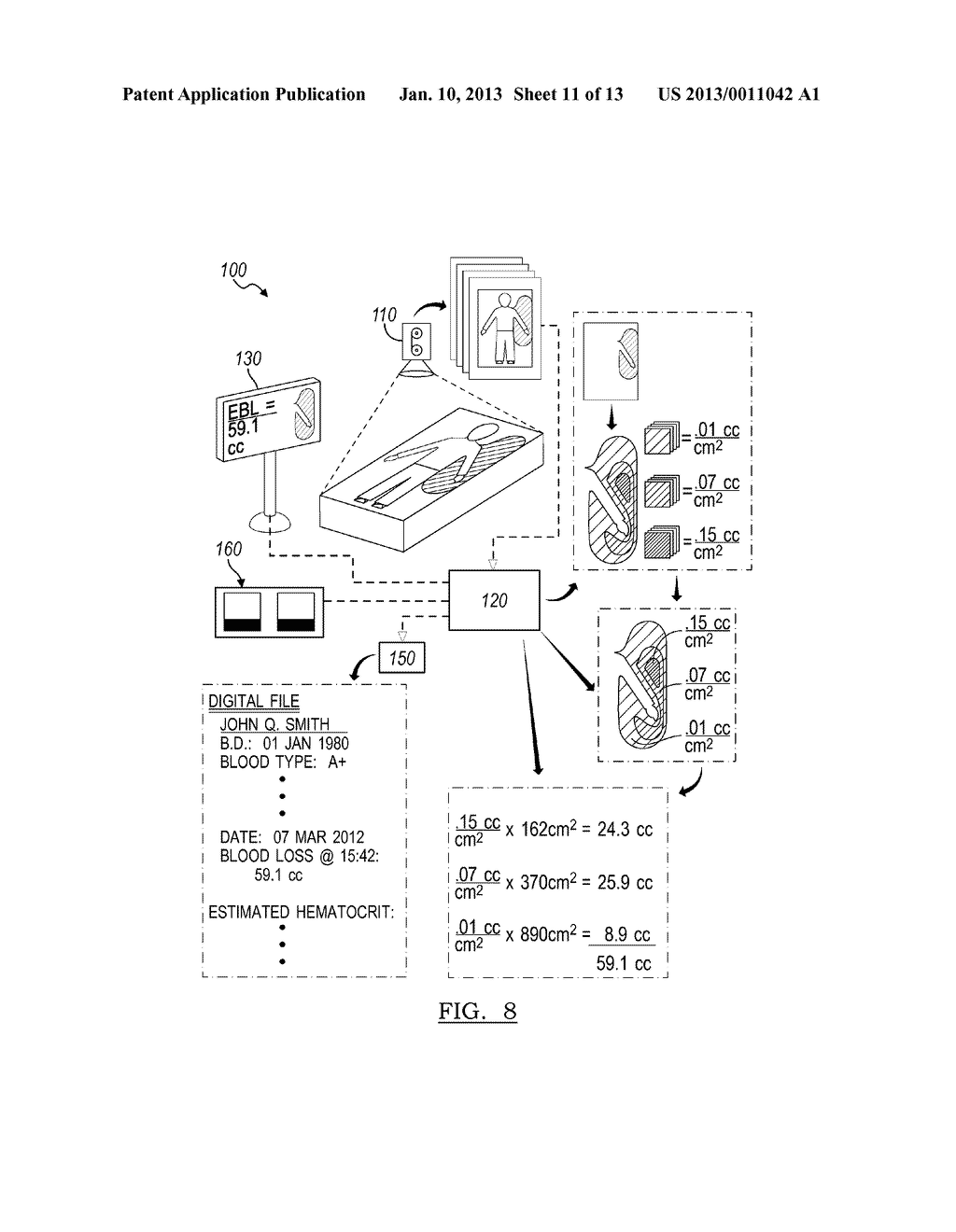 SYSTEM AND METHOD FOR ESTIMATING EXTRACORPOREAL BLOOD VOLUME IN A PHYSICAL     SAMPLE - diagram, schematic, and image 12