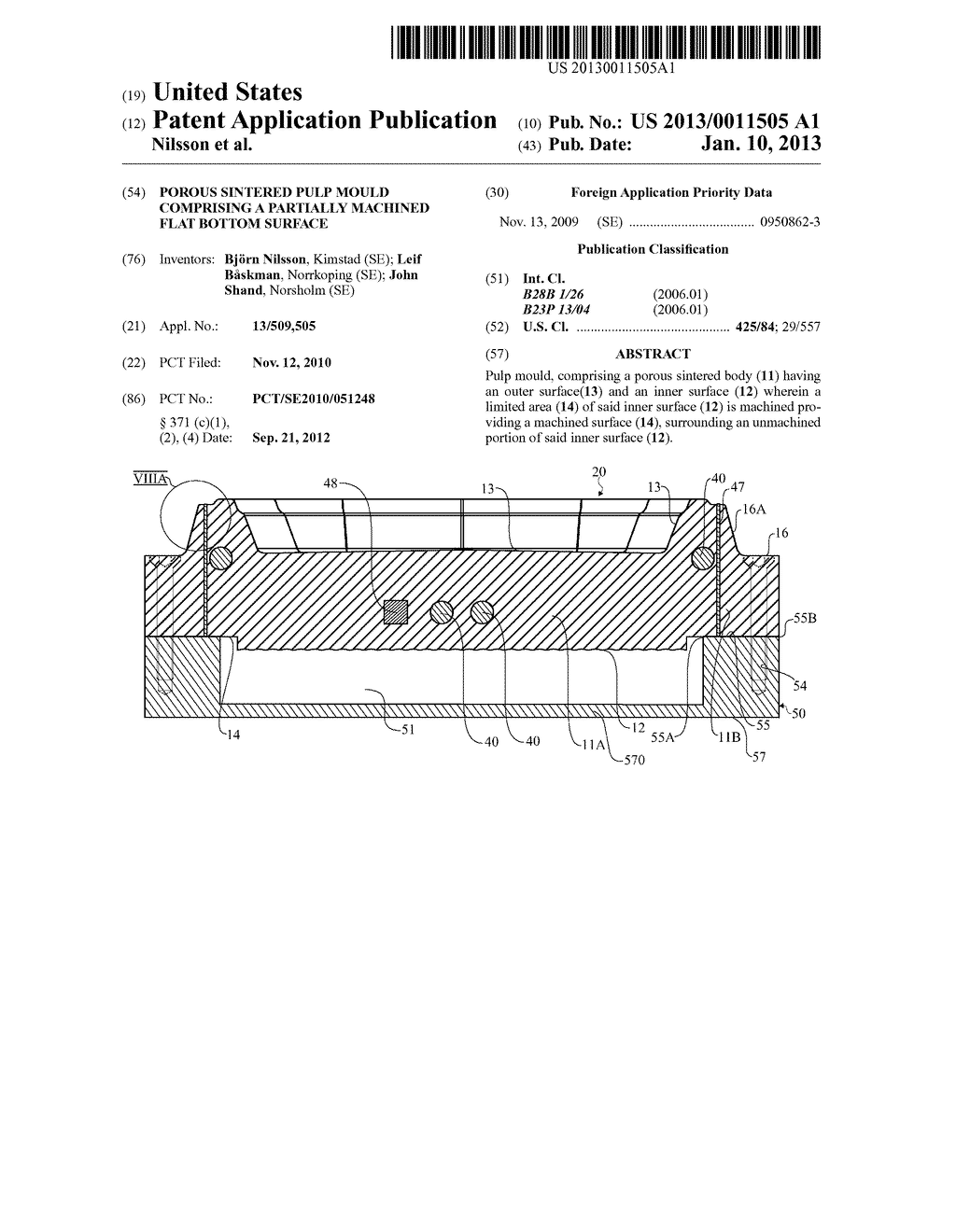 Porous Sintered Pulp Mould Comprising a Partially Machined Flat Bottom     Surface - diagram, schematic, and image 01