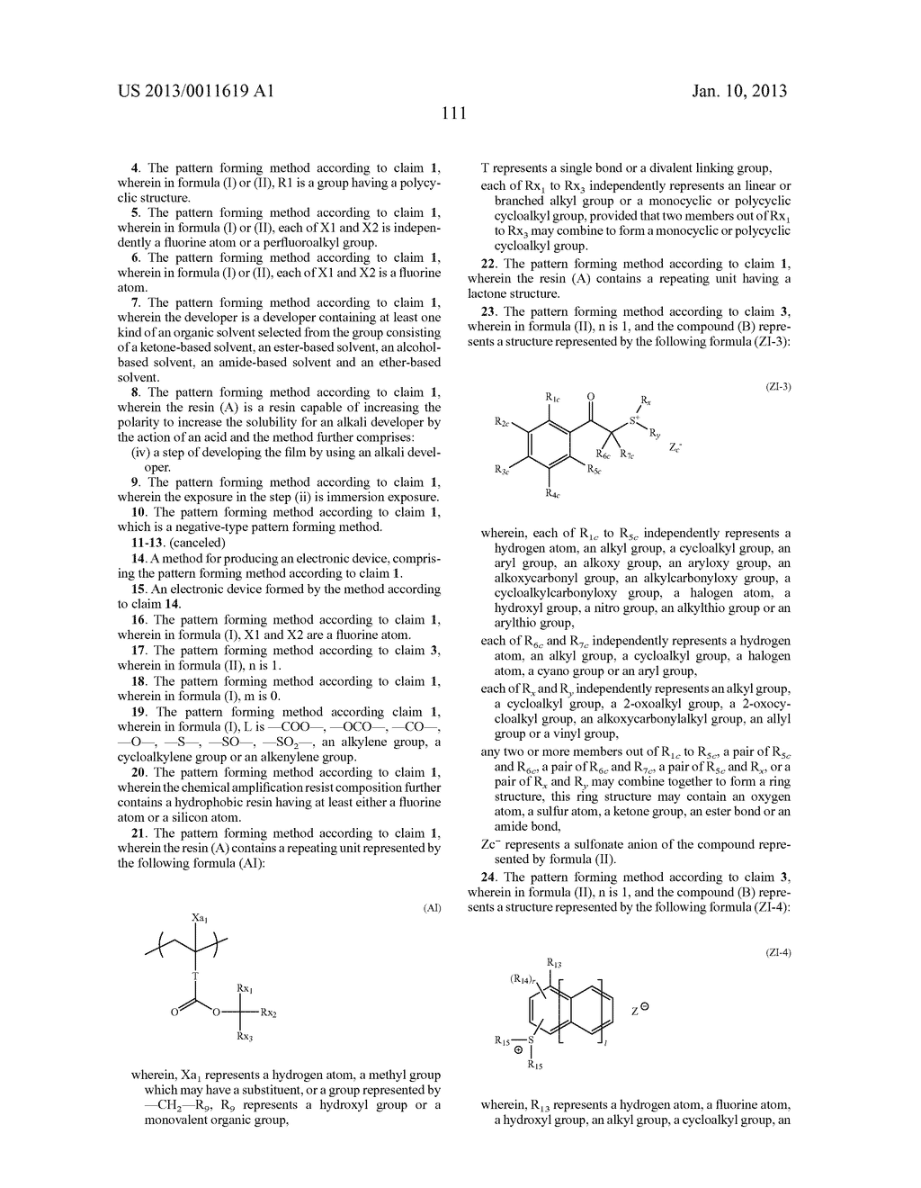 PATTERN FORMING METHOD, CHEMICAL AMPLIFICATION RESIST COMPOSITION AND     RESIST FILM - diagram, schematic, and image 113