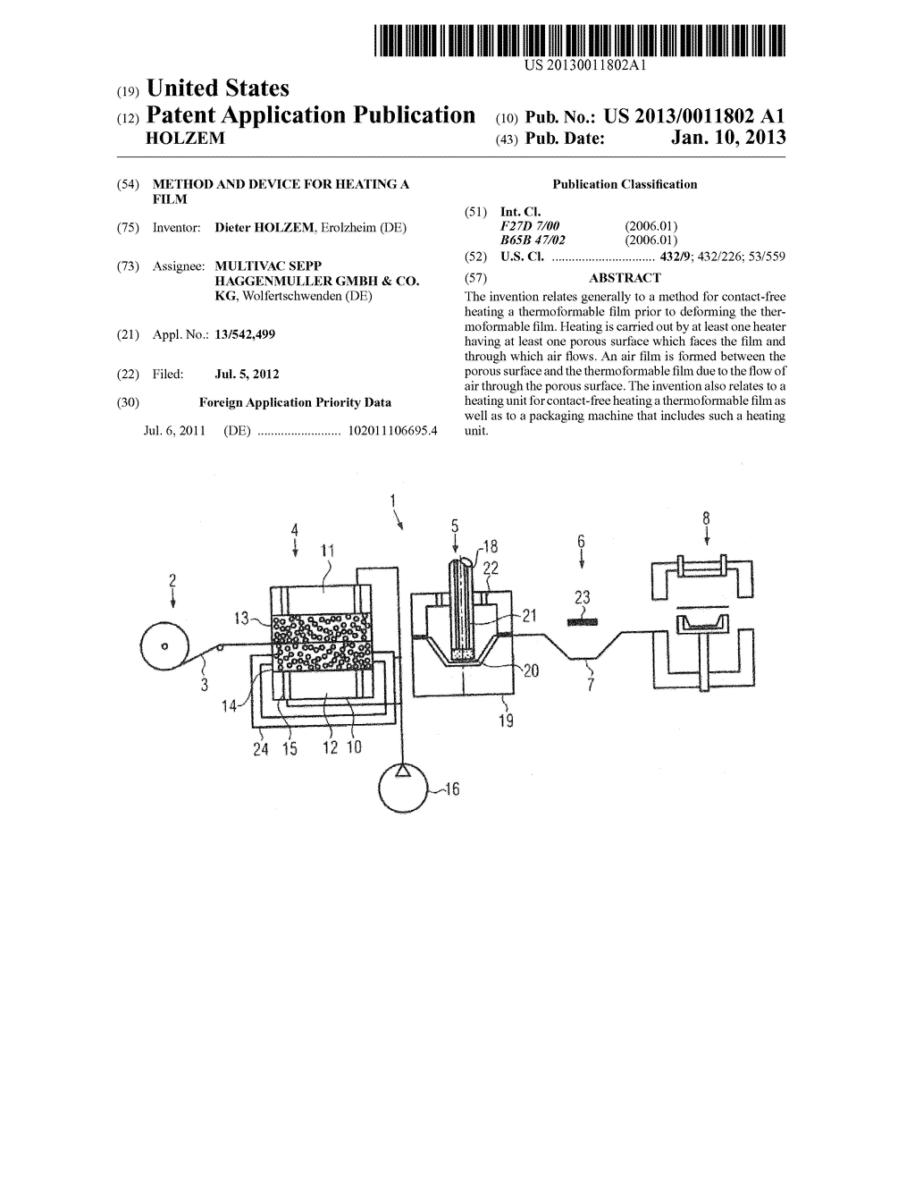 METHOD AND DEVICE FOR HEATING A FILM - diagram, schematic, and image 01