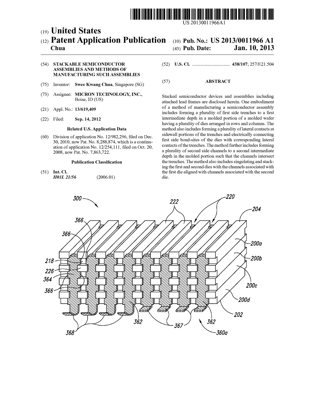 STACKABLE SEMICONDUCTOR ASSEMBLIES AND METHODS OF MANUFACTURING SUCH     ASSEMBLIES - diagram, schematic, and image 01