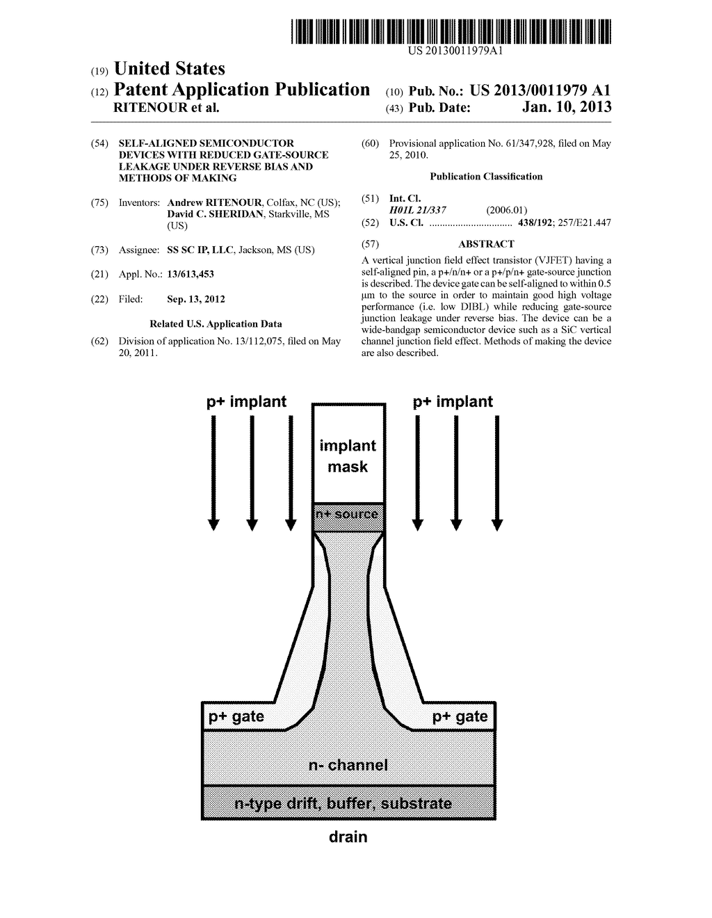 SELF-ALIGNED SEMICONDUCTOR DEVICES WITH REDUCED GATE-SOURCE LEAKAGE UNDER     REVERSE BIAS AND METHODS OF MAKING - diagram, schematic, and image 01