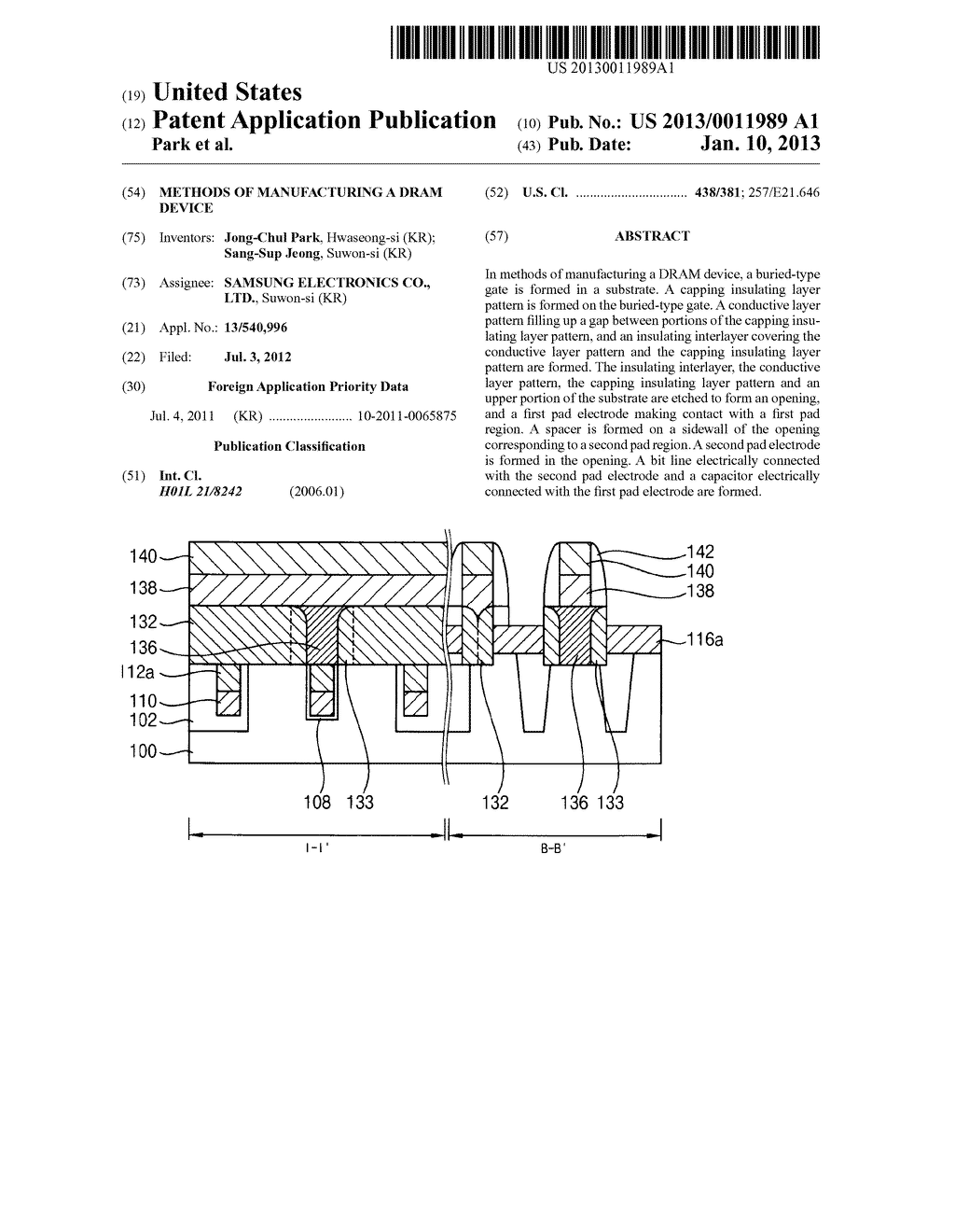 METHODS OF MANUFACTURING A DRAM DEVICE - diagram, schematic, and image 01