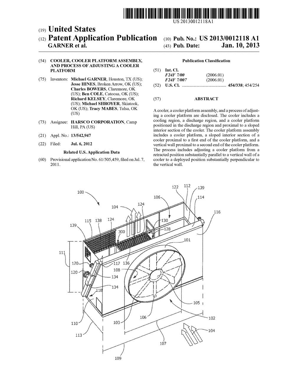 COOLER, COOLER PLATFORM ASSEMBLY, AND PROCESS OF ADJUSTING A COOLER     PLATFORM - diagram, schematic, and image 01