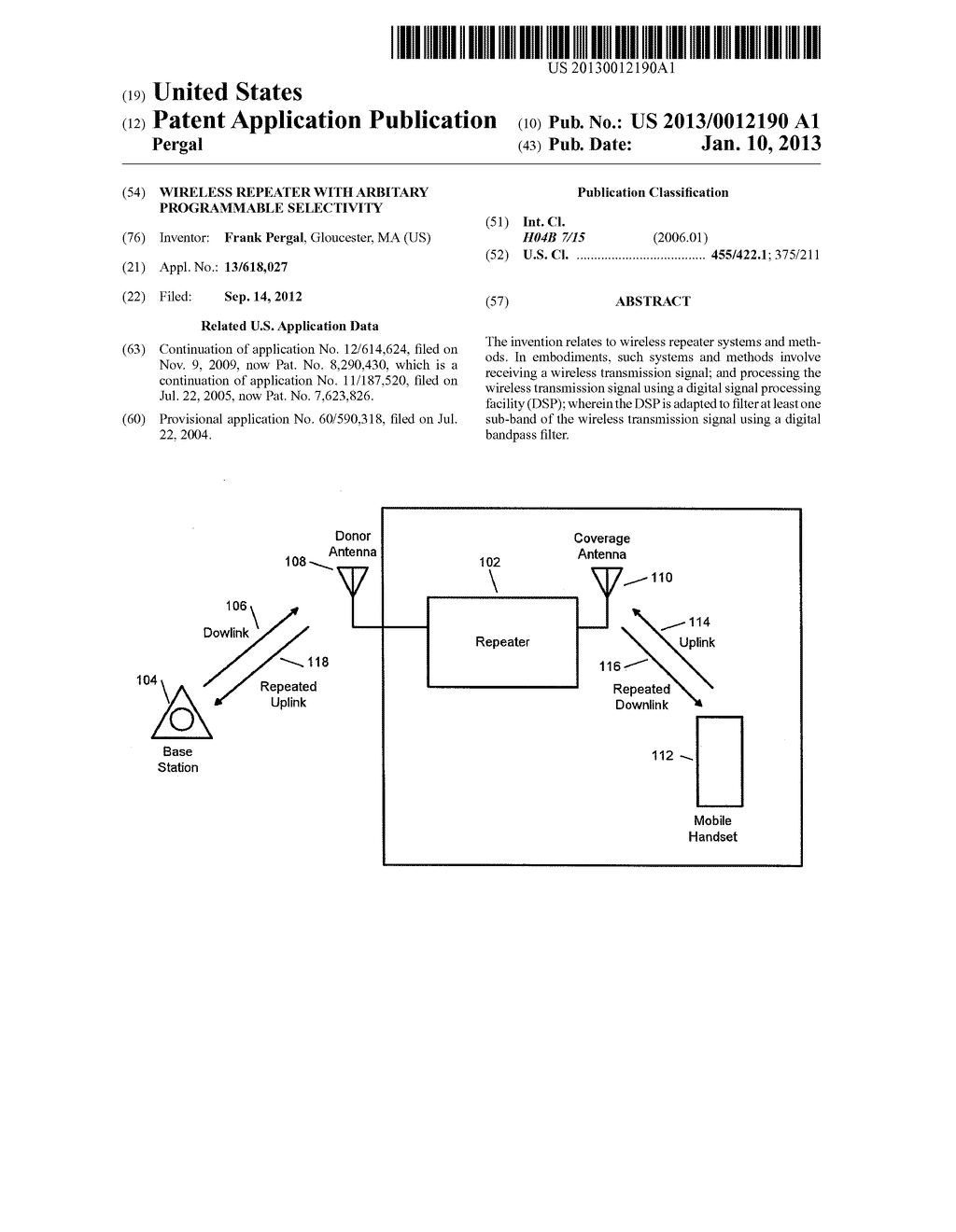 WIRELESS REPEATER WITH ARBITARY PROGRAMMABLE SELECTIVITY - diagram, schematic, and image 01