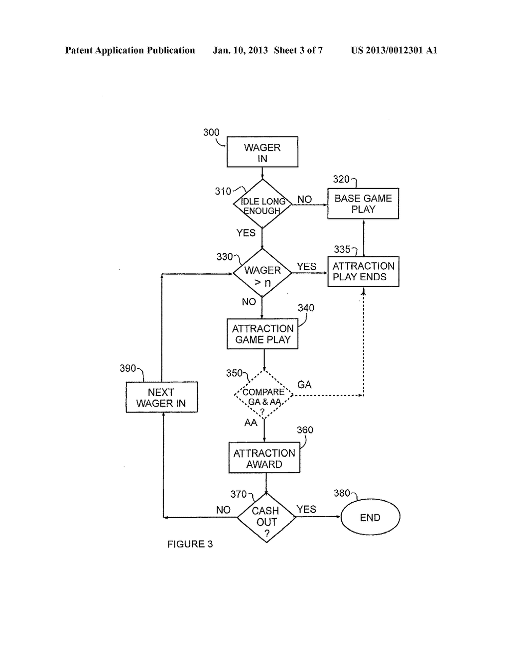 HIDDEN UNIVERSAL PLAYER ATTRACTION GAME AND METHOD OF PLAY FOR IDLE GAMING     MACHINES - diagram, schematic, and image 04