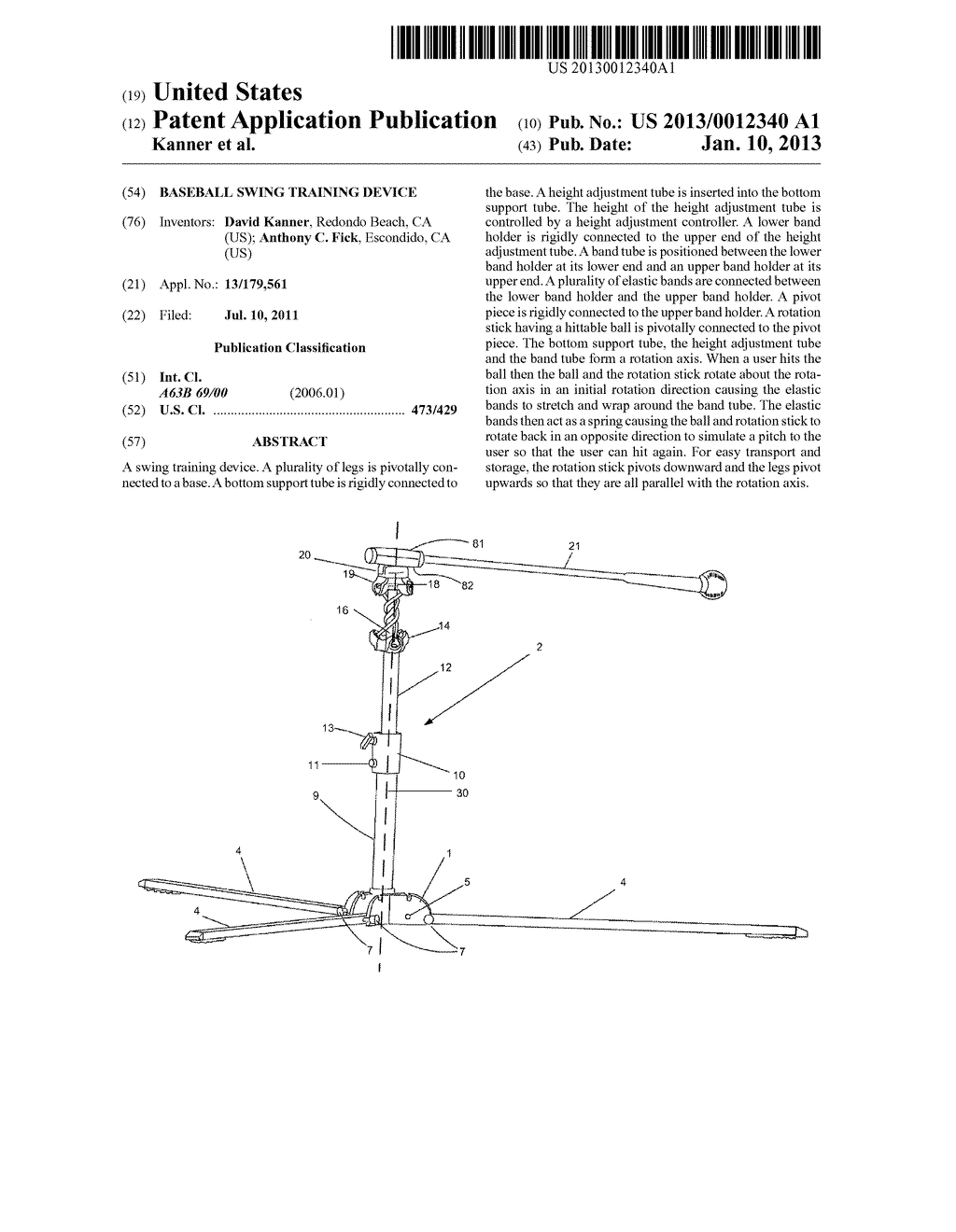 BASEBALL SWING TRAINING DEVICE - diagram, schematic, and image 01