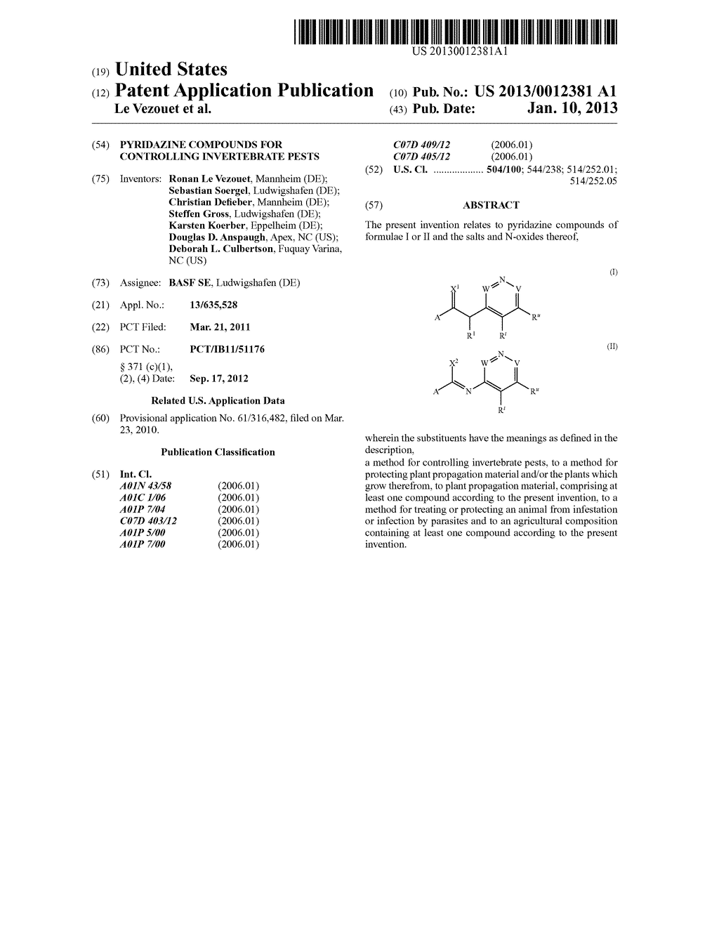 Pyridazine Compounds for Controlling Invertebrate Pests - diagram, schematic, and image 01