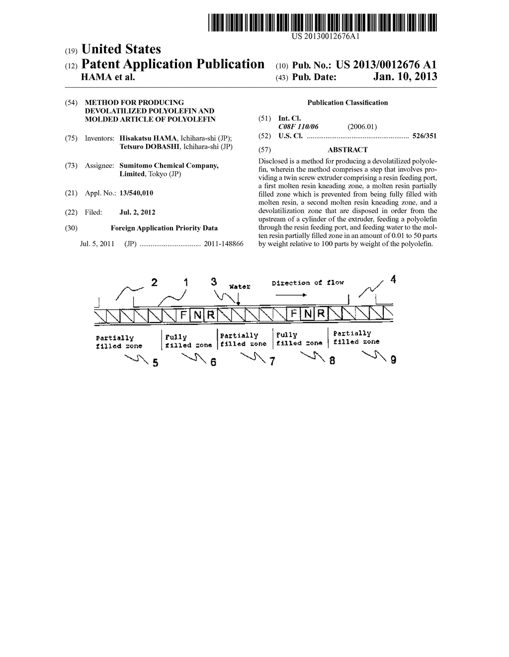 METHOD FOR PRODUCING DEVOLATILIZED POLYOLEFIN AND MOLDED ARTICLE OF     POLYOLEFIN - diagram, schematic, and image 01