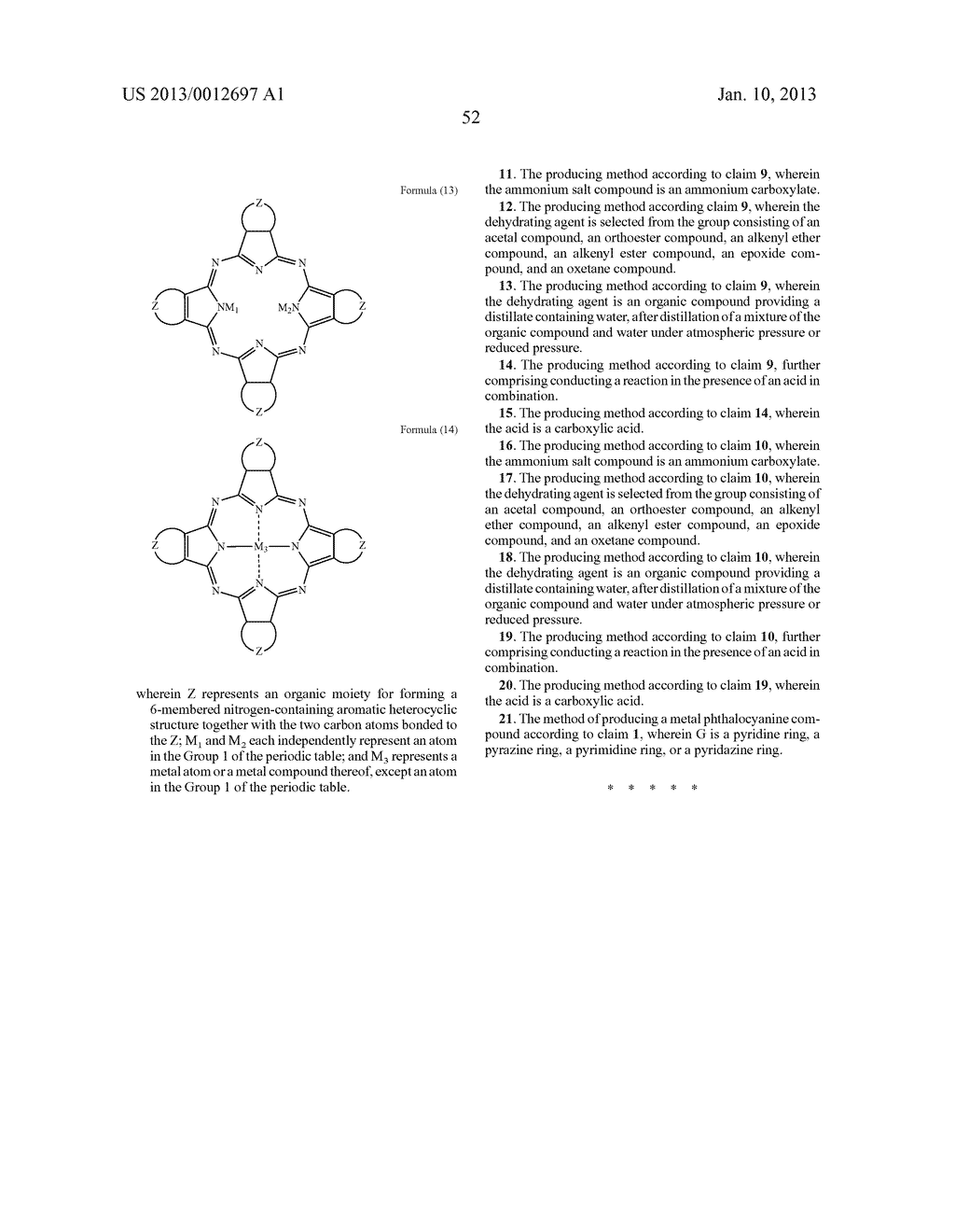 METHOD OF PRODUCING A METAL PHTHALOCYANINE COMPOUND, AND METHOD OF     PRODUCING A PHTHALOCYANINE COMPOUND AND AN ANALOGUE THEREOF - diagram, schematic, and image 55