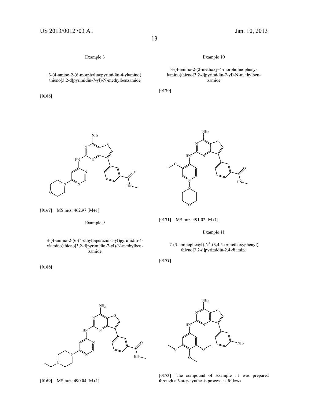 2,4,7-SUBSTITUTED THIENO[3,2-D]PYRIMIDINE COMPOUNDS AS PROTEIN KINASE     INHIBITORS - diagram, schematic, and image 14