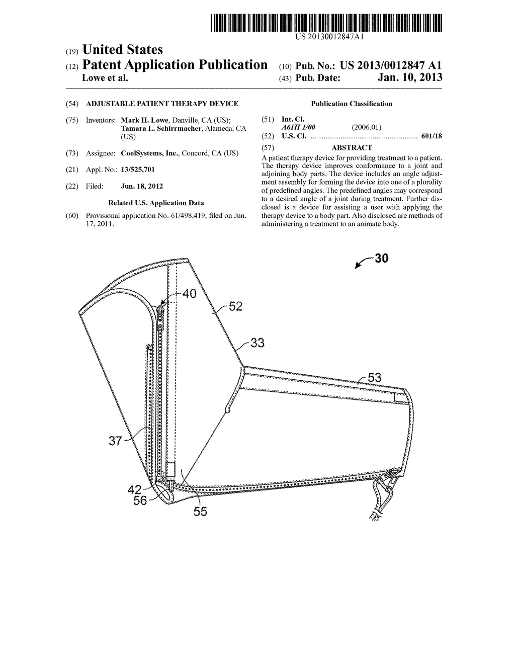 ADJUSTABLE PATIENT THERAPY DEVICE - diagram, schematic, and image 01