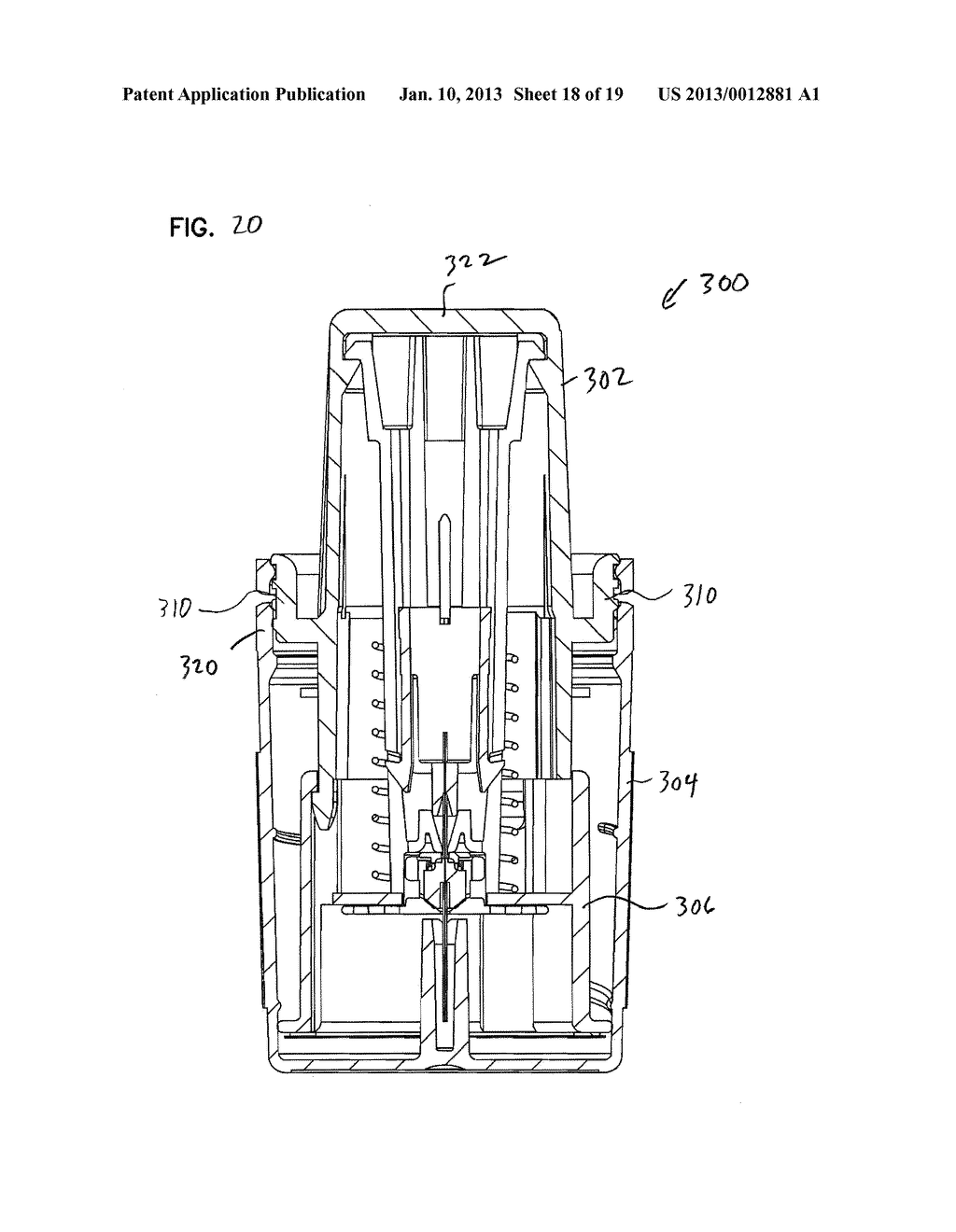 DEVICE FOR INSERTION OF A CANNULA OF AN INFUSION DEVICE AND METHOD - diagram, schematic, and image 19