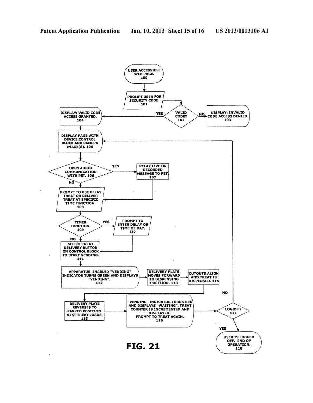 Internet-accessible pet treat dispensing system and method - diagram, schematic, and image 16