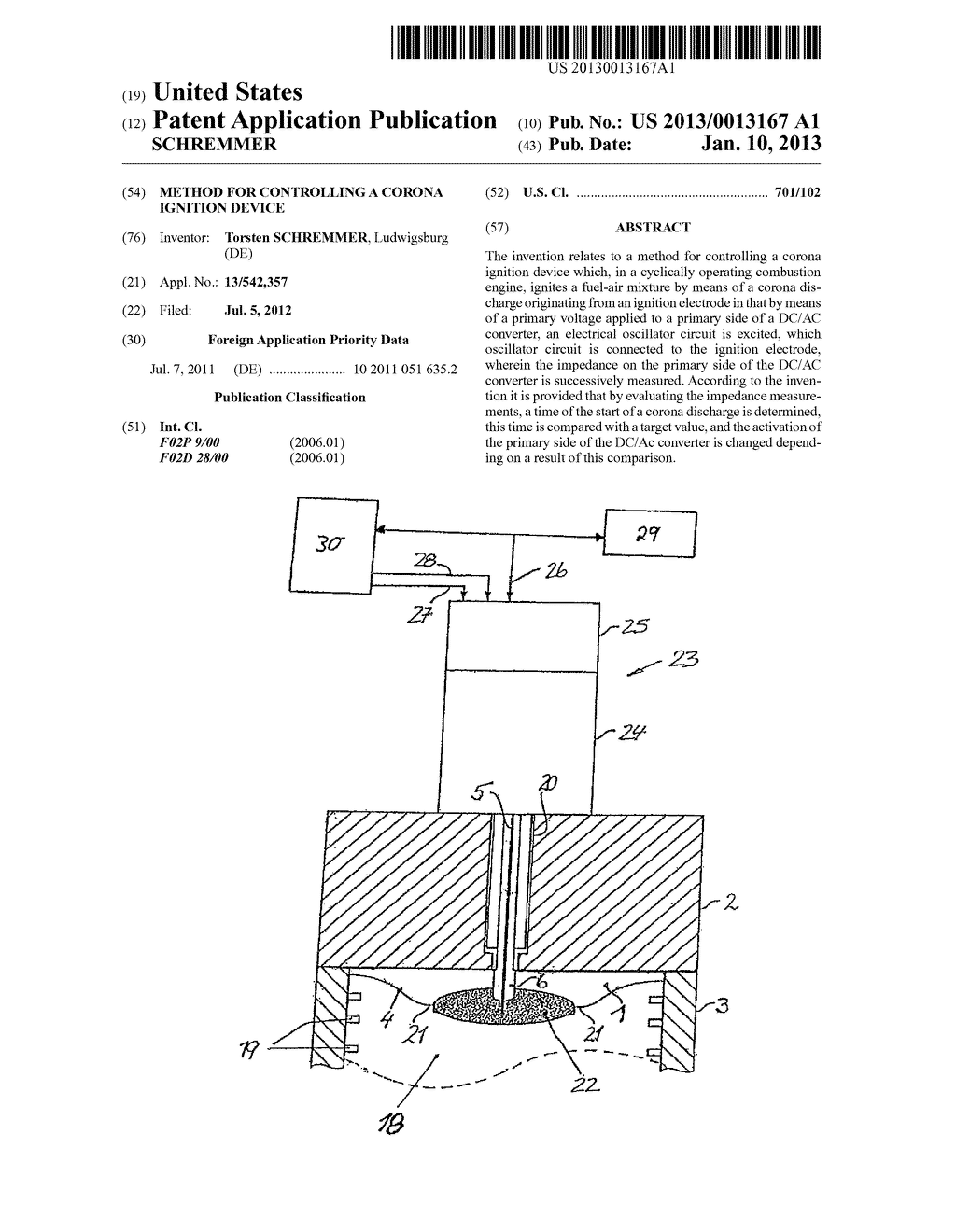 Method for controlling a corona ignition device - diagram, schematic, and image 01