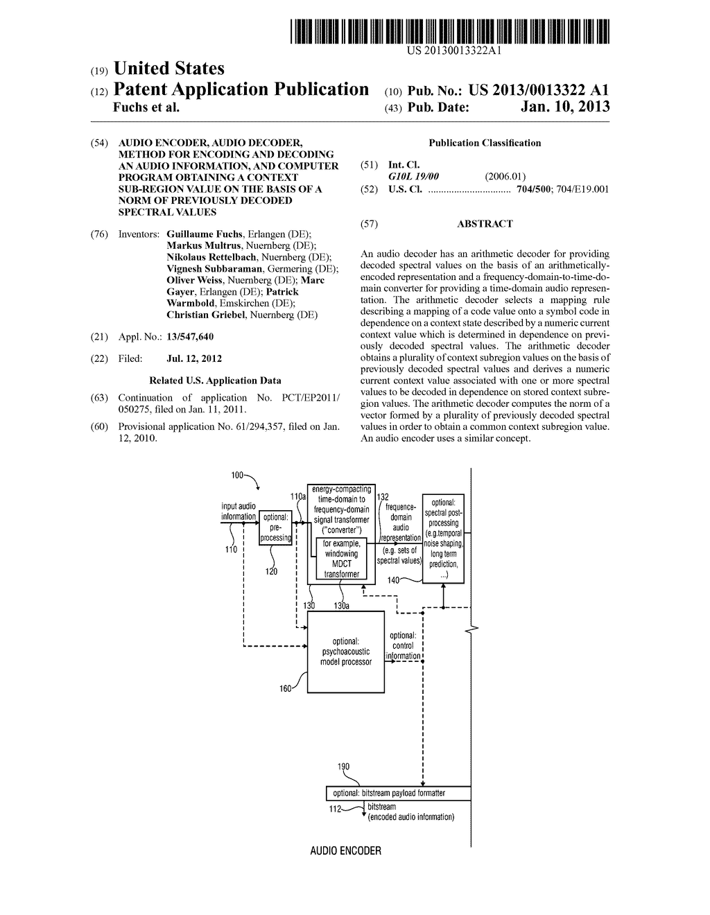 AUDIO ENCODER, AUDIO DECODER, METHOD FOR ENCODING AND DECODING AN AUDIO     INFORMATION, AND COMPUTER PROGRAM OBTAINING A CONTEXT SUB-REGION VALUE ON     THE BASIS OF A NORM OF PREVIOUSLY DECODED SPECTRAL VALUES - diagram, schematic, and image 01