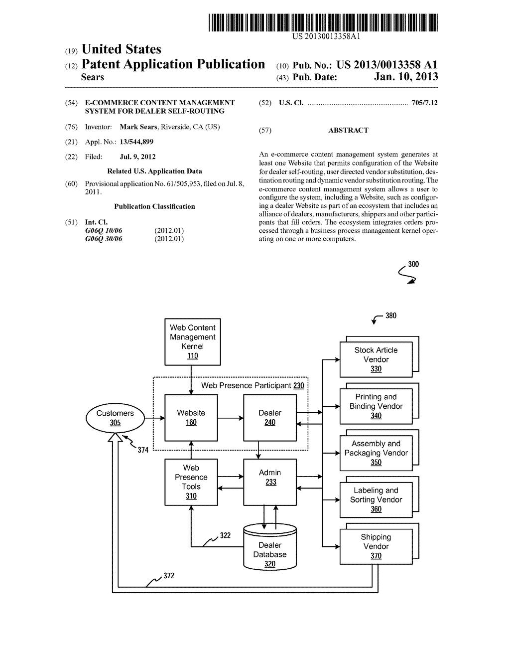 E-COMMERCE CONTENT MANAGEMENT SYSTEM FOR DEALER SELF-ROUTING - diagram, schematic, and image 01