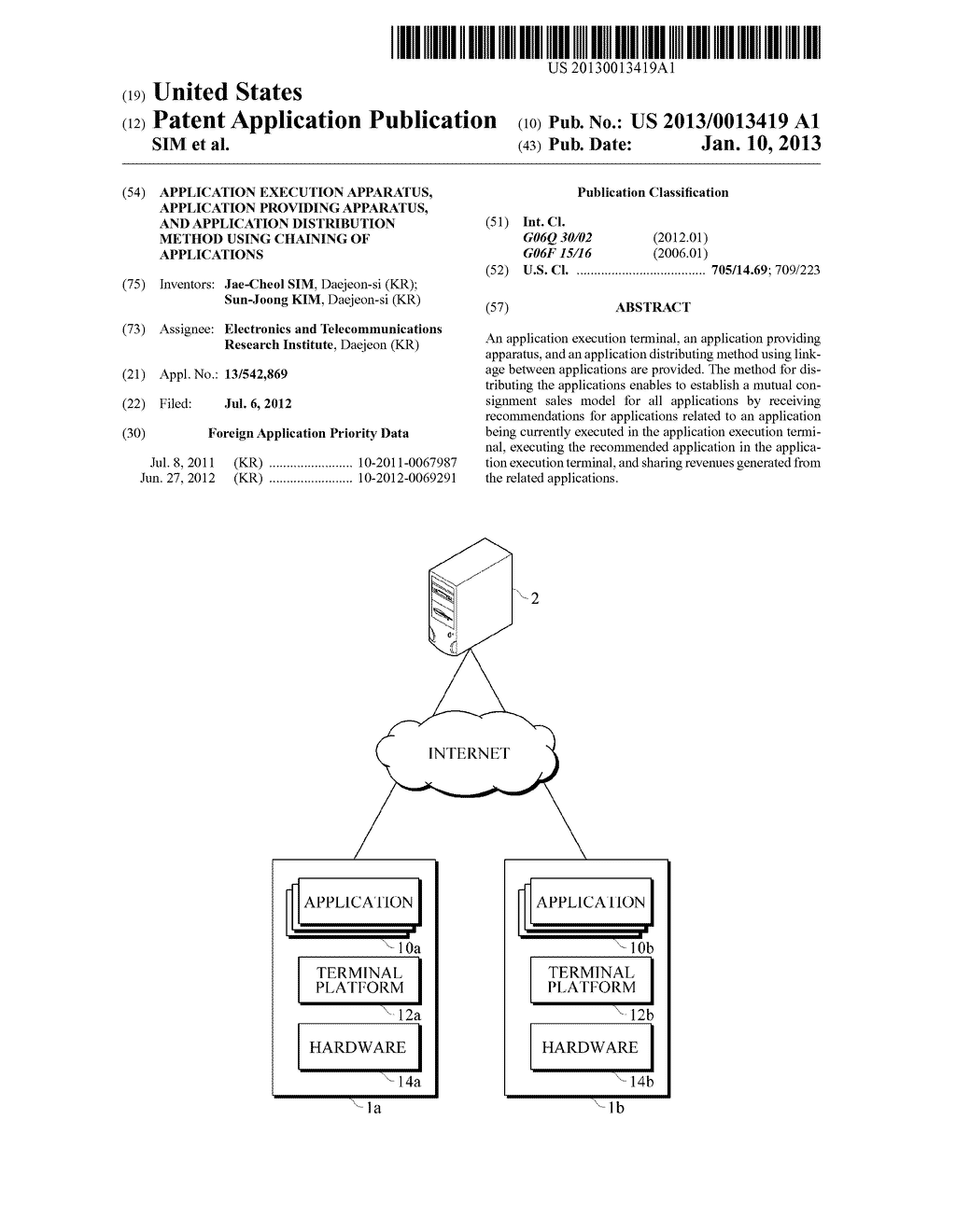 APPLICATION EXECUTION APPARATUS, APPLICATION PROVIDING APPARATUS, AND     APPLICATION DISTRIBUTION METHOD USING CHAINING OF APPLICATIONS - diagram, schematic, and image 01