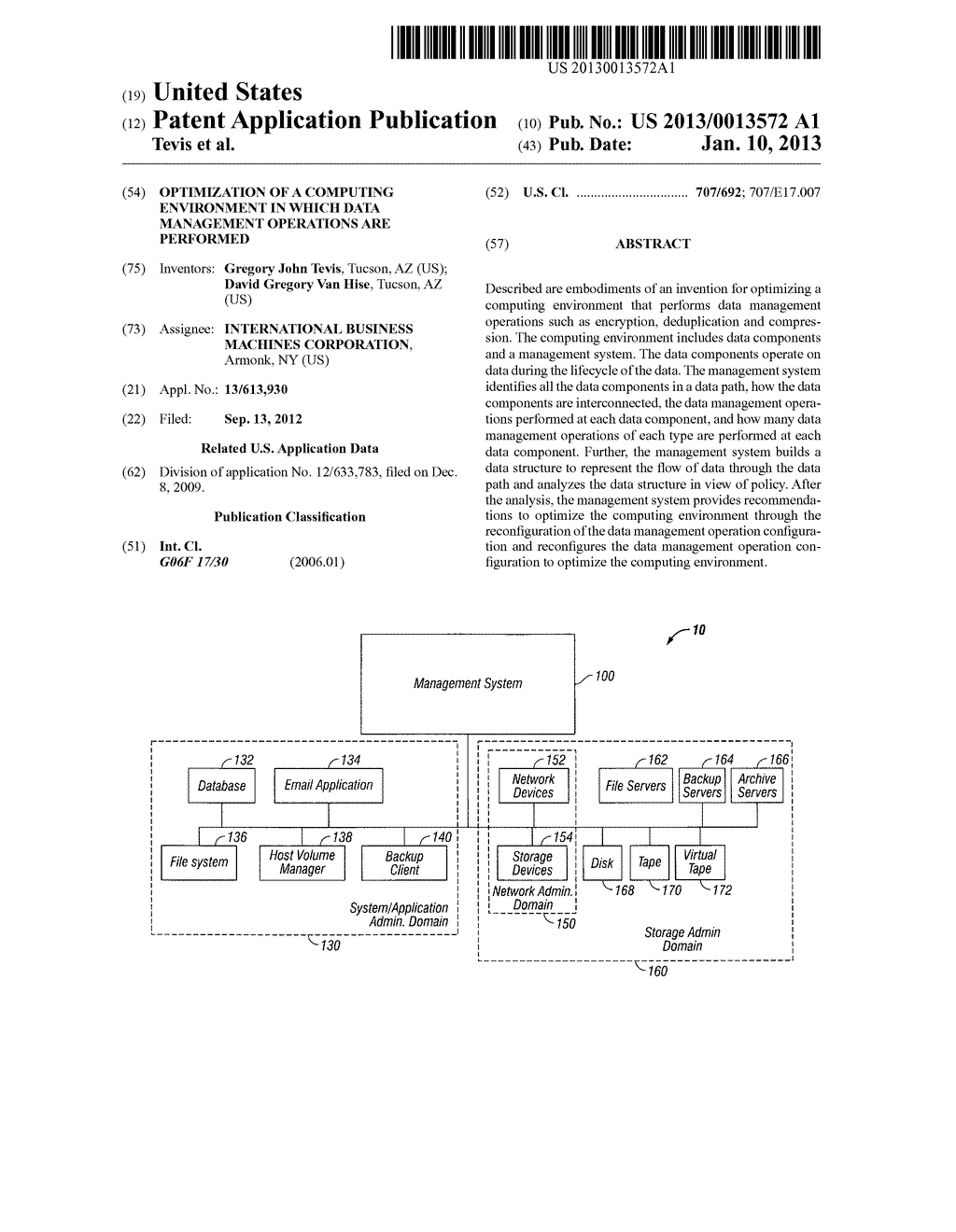 OPTIMIZATION OF A COMPUTING ENVIRONMENT IN WHICH DATA MANAGEMENT     OPERATIONS ARE PERFORMED - diagram, schematic, and image 01