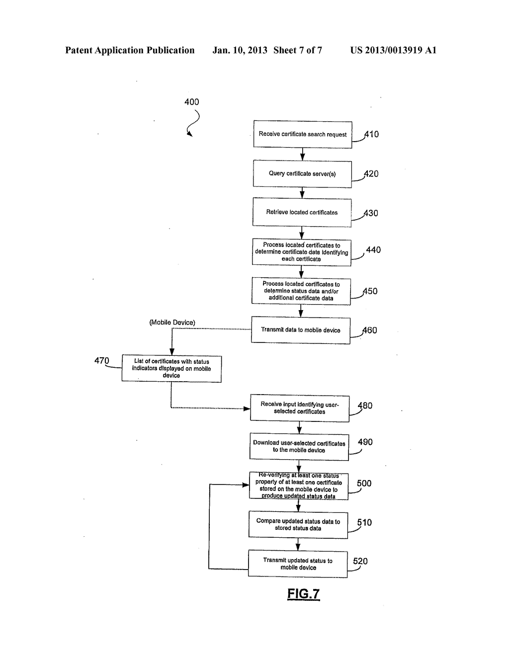 UPDATING CERTIFICATE STATUS IN A SYSTEM AND METHOD FOR PROCESSING     CERTIFICATES LOCATED IN A CERTIFICATE SEARCH - diagram, schematic, and image 08