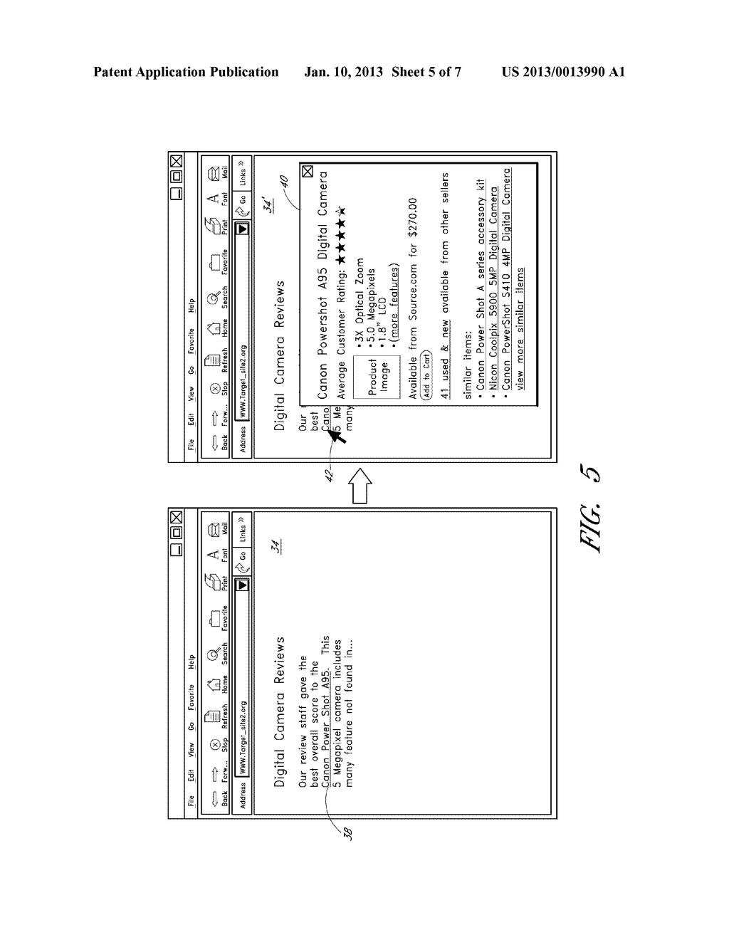 BROWSER-BASED RETRIEVAL AND DISPLAY OF CONTENT ASSOCIATED WITH A LINK THAT     MATCHES A LINK SIGNATURE - diagram, schematic, and image 06