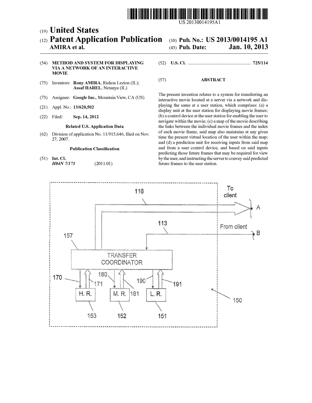 Method and System for Displaying Via a Network of an Interactive Movie - diagram, schematic, and image 01